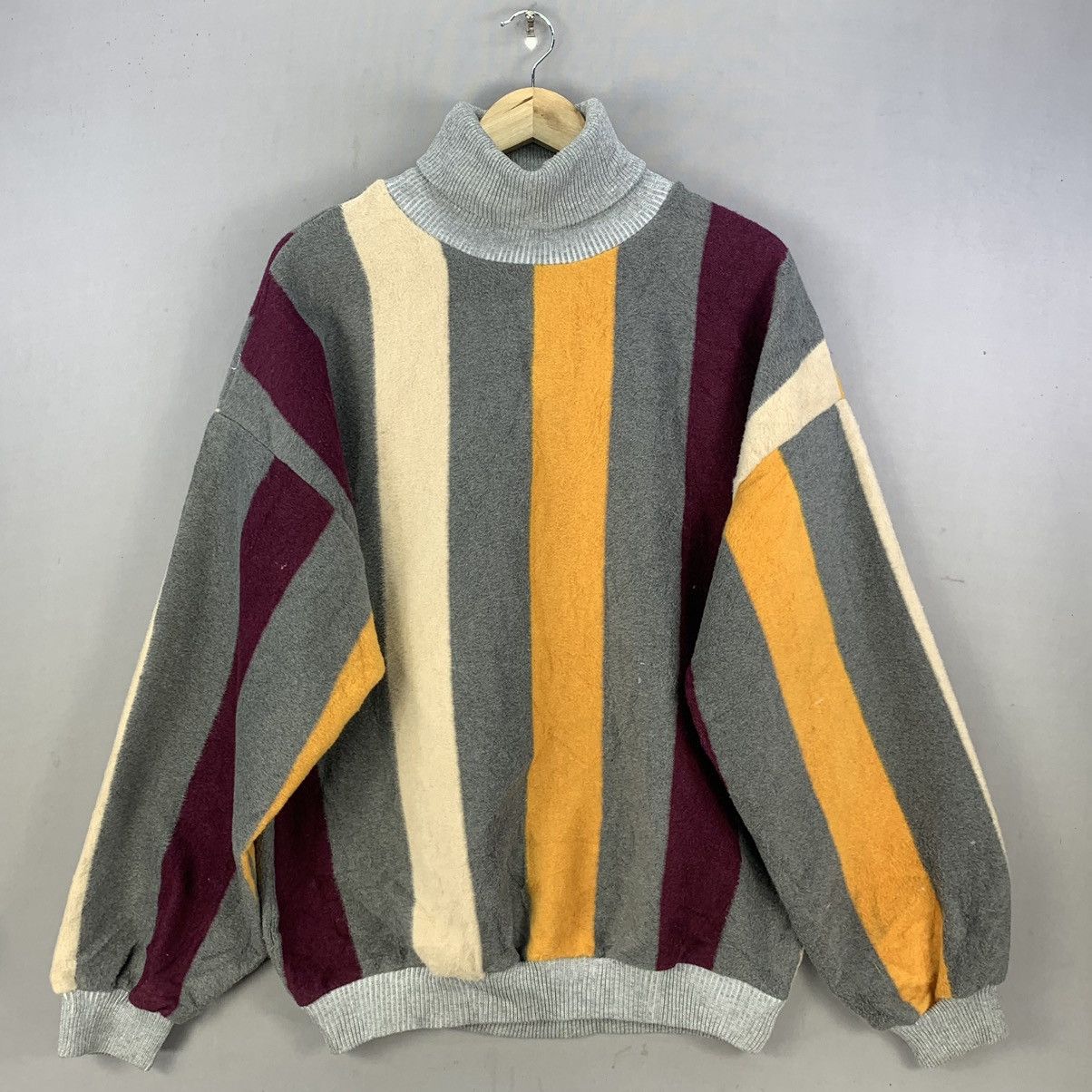 Japanese Brand Retro Colour Block Striped Turtleneck Coogi Style Sweater Size US XL / EU 56 / 4 - 5 Thumbnail