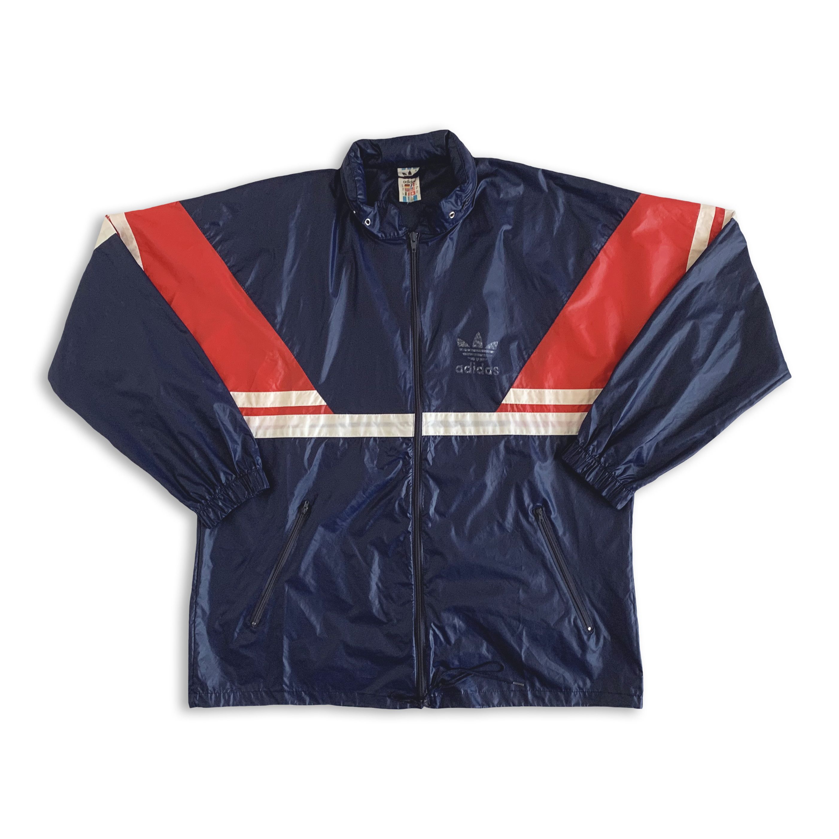 Adidas Vintage 80s 90s ADIDAS Windbreaker Jacket Hoodie Navy Large Size US L / EU 52-54 / 3 - 2 Thumbnail