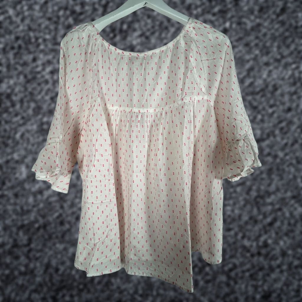 Paige Charlie Paige Womens Pink Polka Dot Ruffle Sleeve Blouse Top XL 100% Cotton New Size XL / US 12-14 / IT 48-50 - 1 Thumbnail