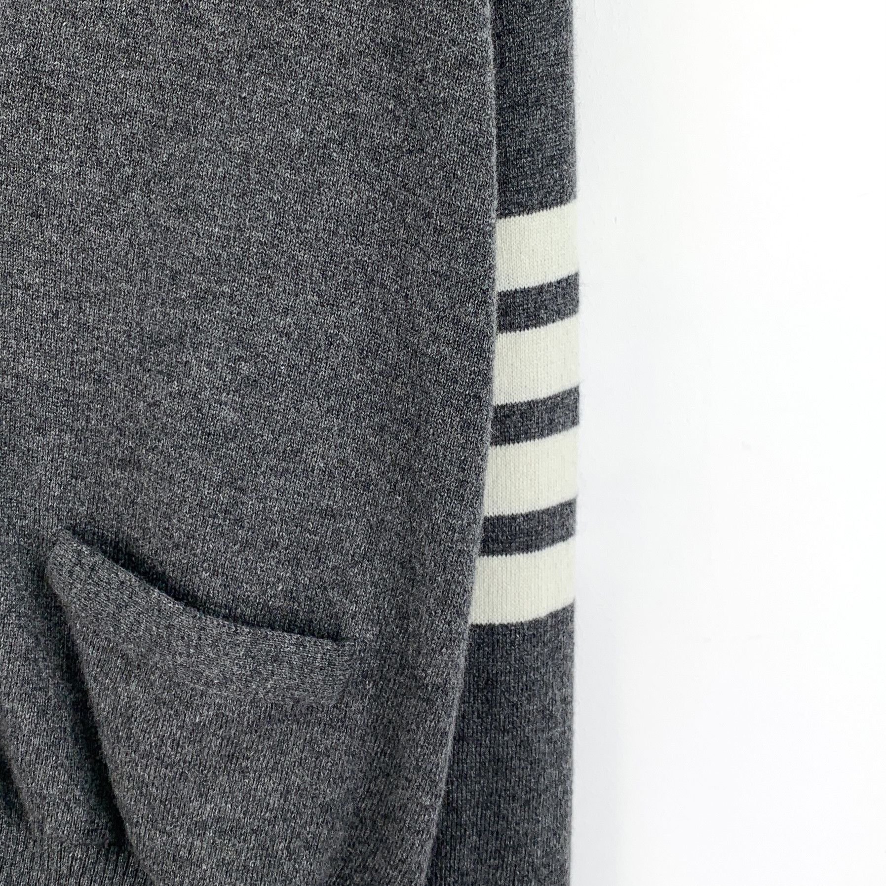 Thom Browne Dark Grey 4-Bar Cashmere Cardigan (Size 3)