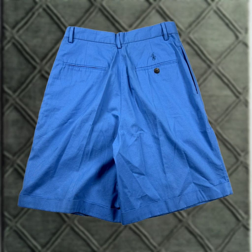 Polo Ralph Lauren VINTAGE Polo Sport Shorts Womens 8 Ralph Lauren Pleated High Rise Golf Cuffed Polo Sport Shorts Womens 8 Blue 100% Cotton Twill Chino 90s Womens Size 30" / US 8 / IT 44 - 1 Thumbnail