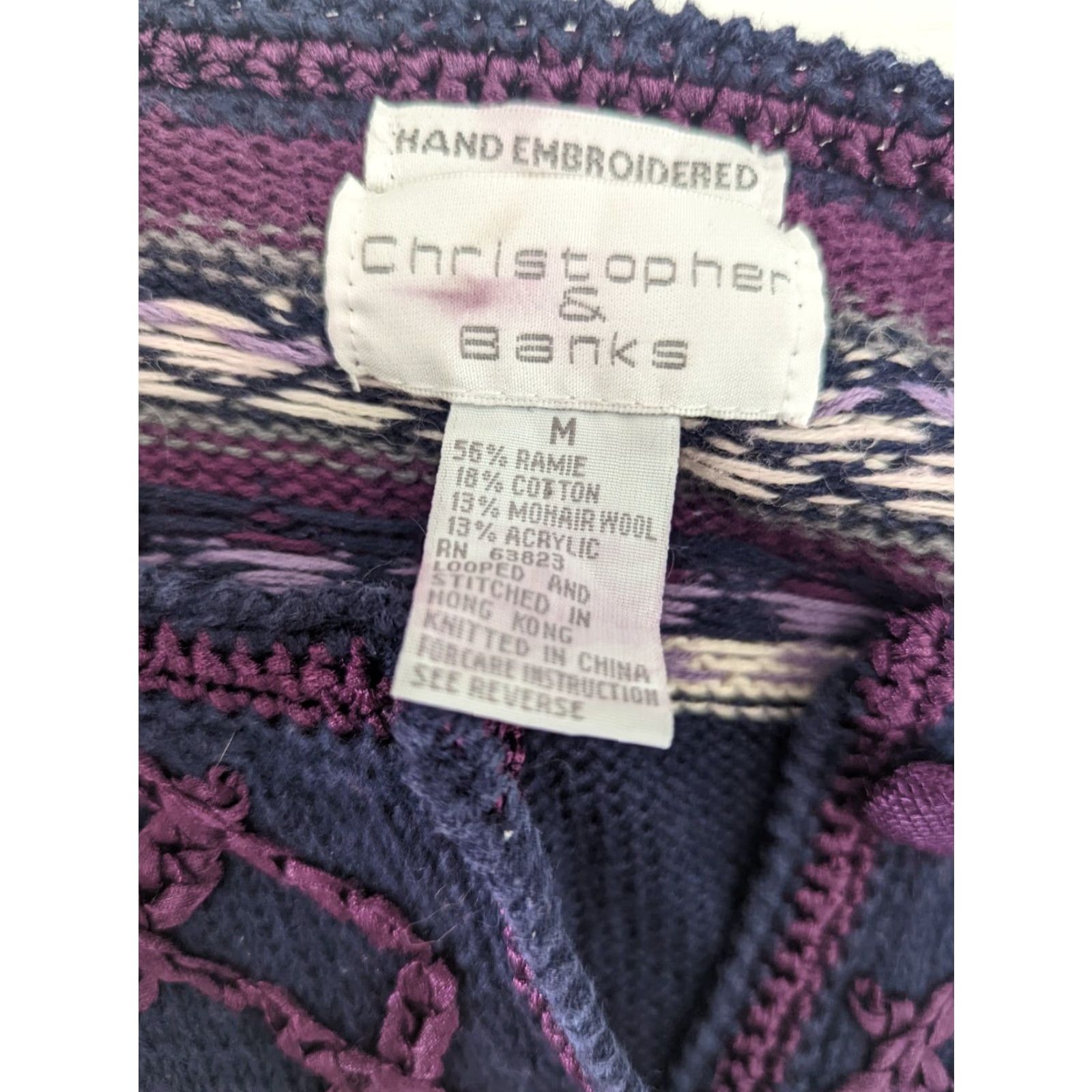 Vintage VINTAGE Christopher & Banks Cardigan Sweater Purple Embroidered Button Front 90s Women's Medium S8C Size M / US 6-8 / IT 42-44 - 4 Thumbnail