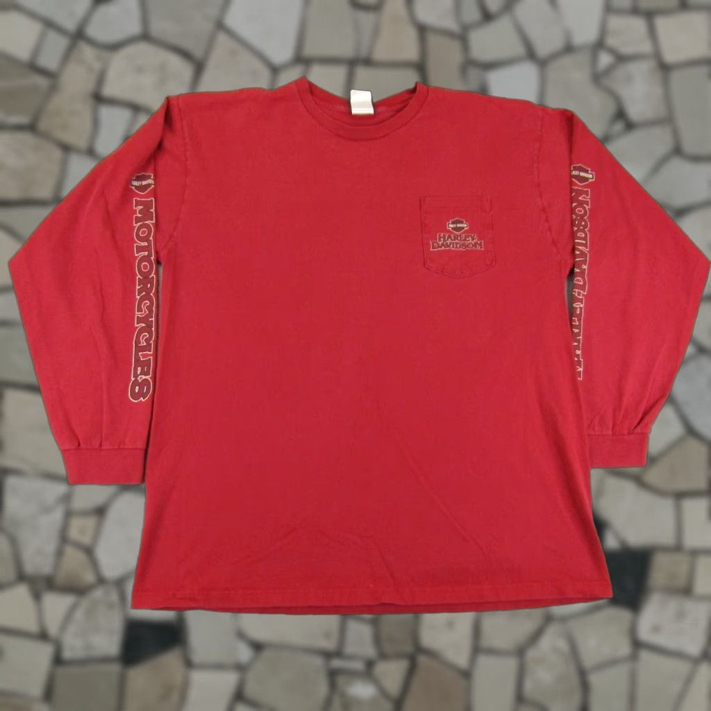 Harley Davidson VINTAGE Harley-Davidson Shirt Mens 2XL Red T-Shirt Graphic Print Logo Biker Fresno Eagle Made In USA Mens Shirt Size US XXL / EU 58 / 5 - 1 Thumbnail