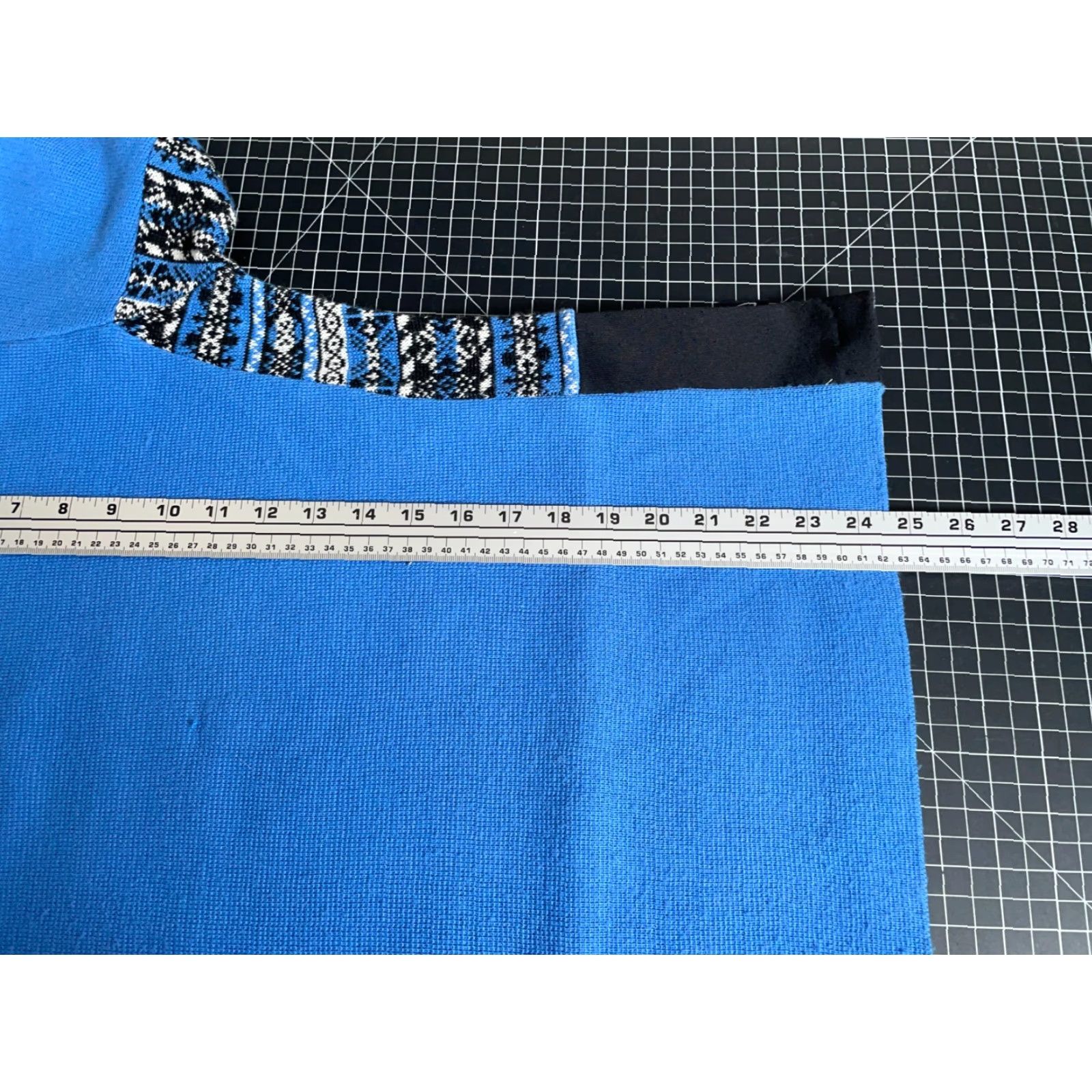 Obermeyer VINTAGE Obermeyer Women's XL Blue Black Panel 1/4 Zip Fair Isle Trim Wool Blend Sweater Pullover Knit Ski Size XL / US 12-14 / IT 48-50 - 6 Thumbnail