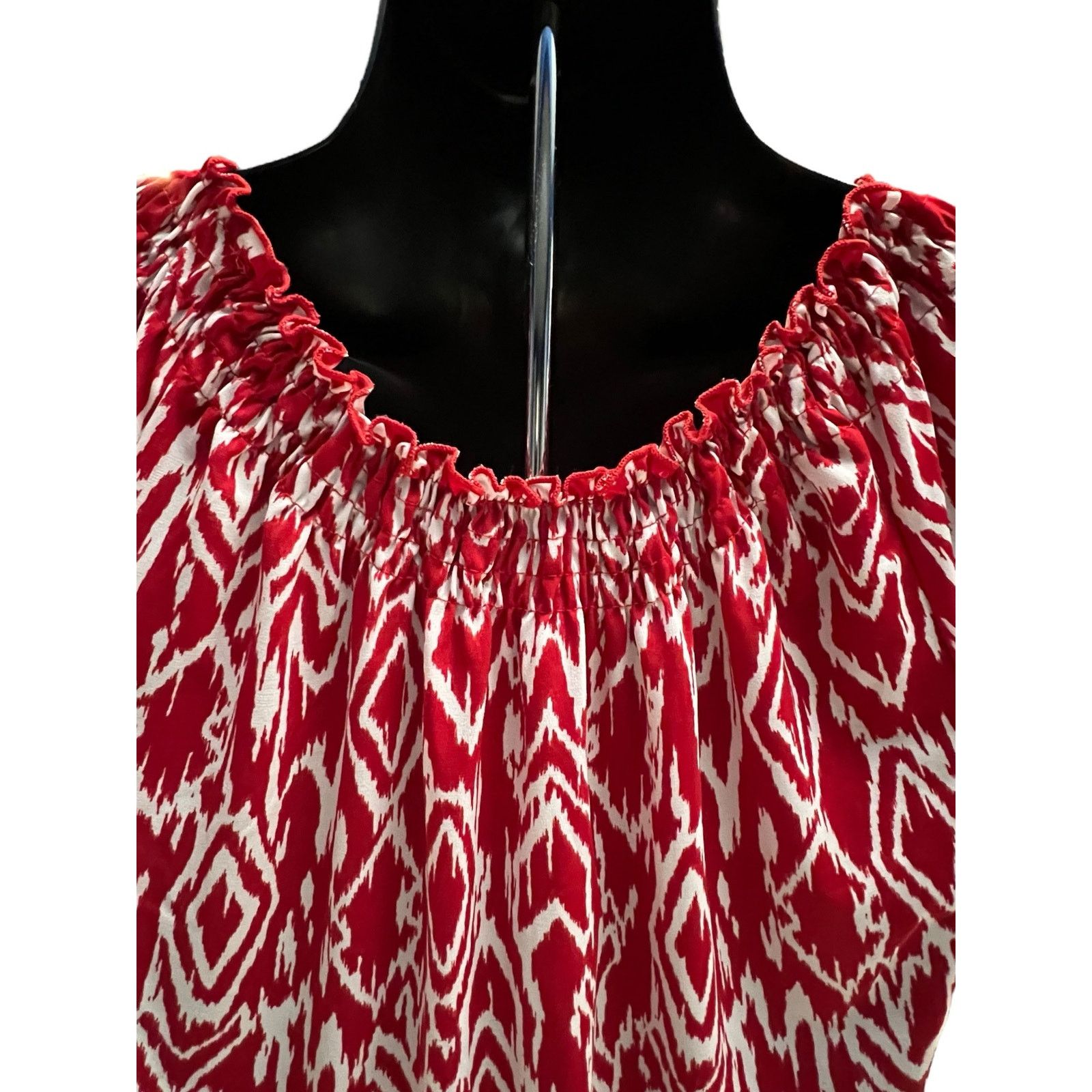 Other Carol Rose Shirt Medium Red & White Top Blouse Ruffled Neck Size M / US 6-8 / IT 42-44 - 5 Thumbnail