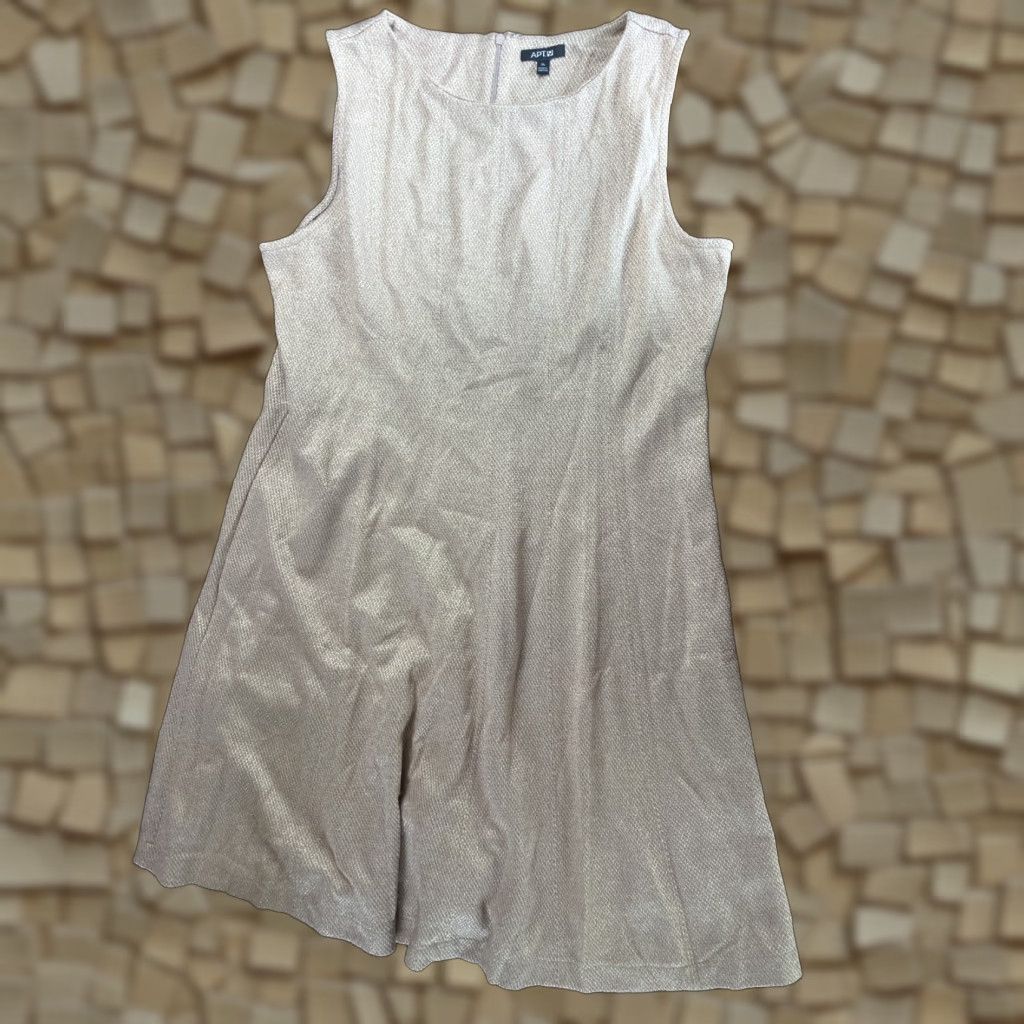 Apt. 9 Apt.9 Dress Women's XL Gold Metallic Sleeveless Above Knee, Round Neck, Pullover, Short, Polyester Spandex, Casual Size XL / US 12-14 / IT 48-50 - 1 Thumbnail