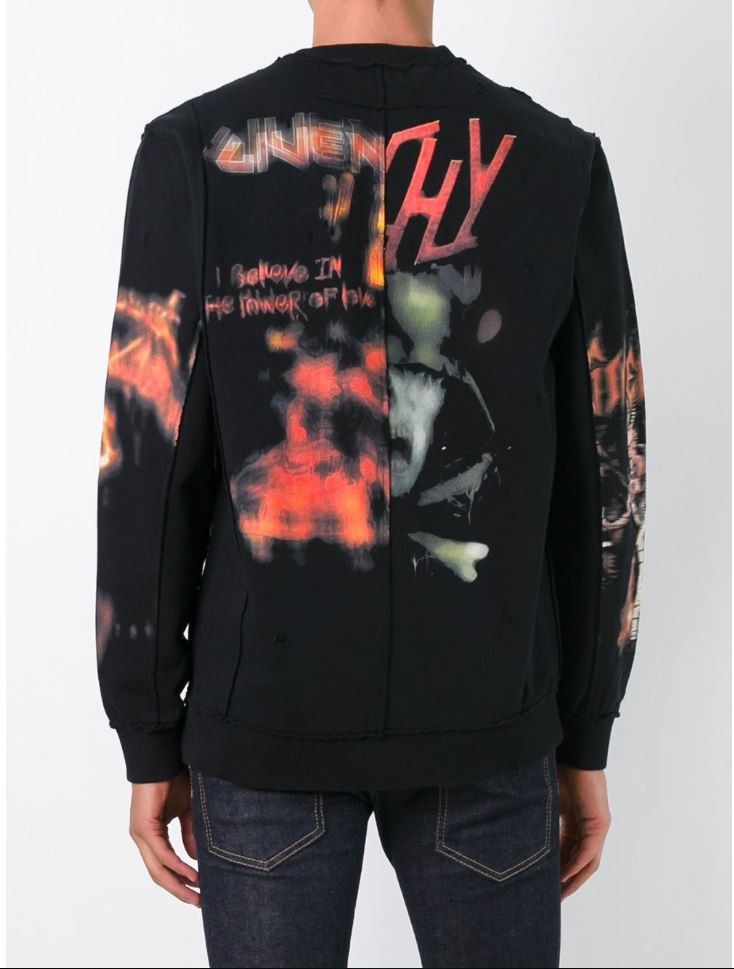 Givenchy Black Heavy Metal Distressed Sweatshirt Size US M / EU 48-50 / 2 - 4 Thumbnail