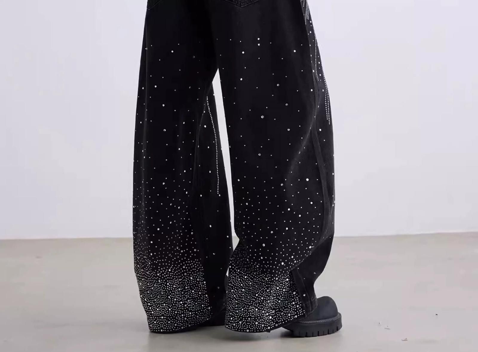 Japanese Brand Rhinestone Embellished Jeans with Cascade Pattern Size US 32 / EU 48 - 9 Thumbnail