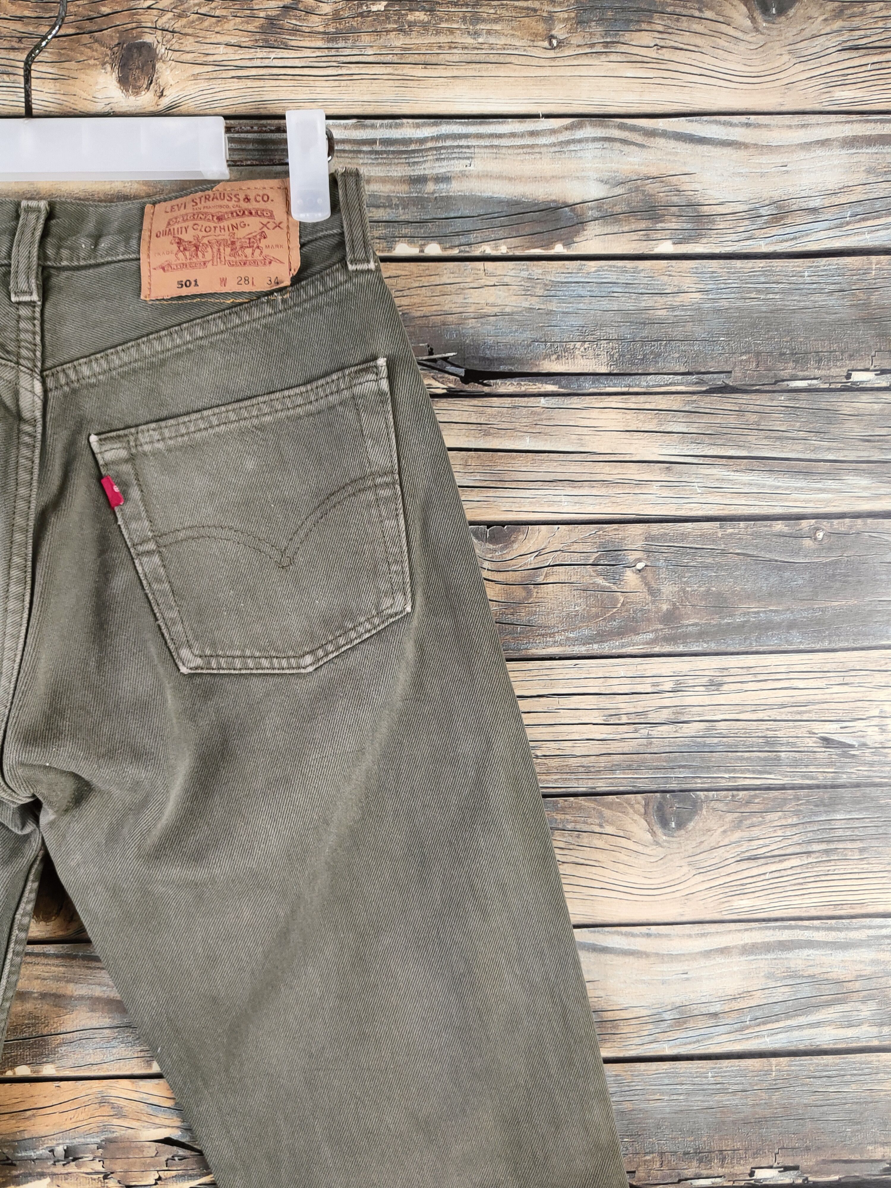 Levi's 501 Levi's Olive vintage Denim Jeans #S2836 Size US 27 - 11 Thumbnail