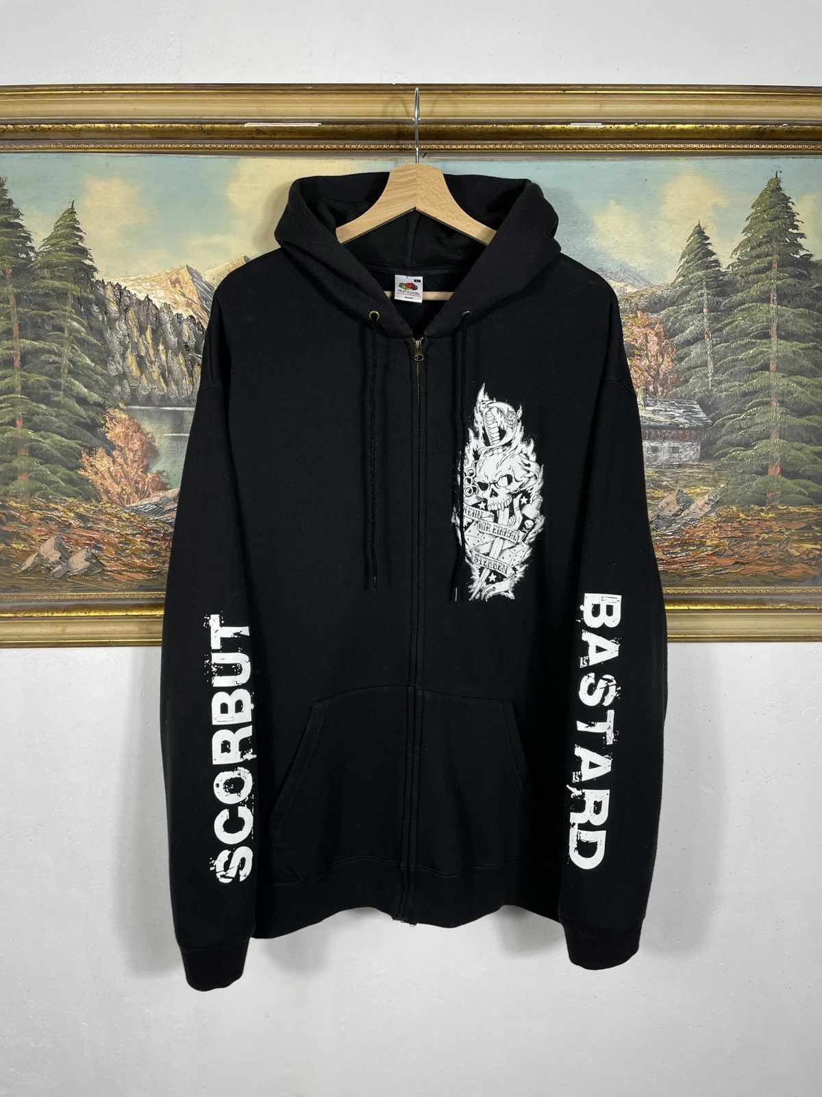 Affliction × Band Tees Black retro 00s hoodie Scorbut band merch rock metal skull Size US XL / EU 56 / 4 - 1 Thumbnail