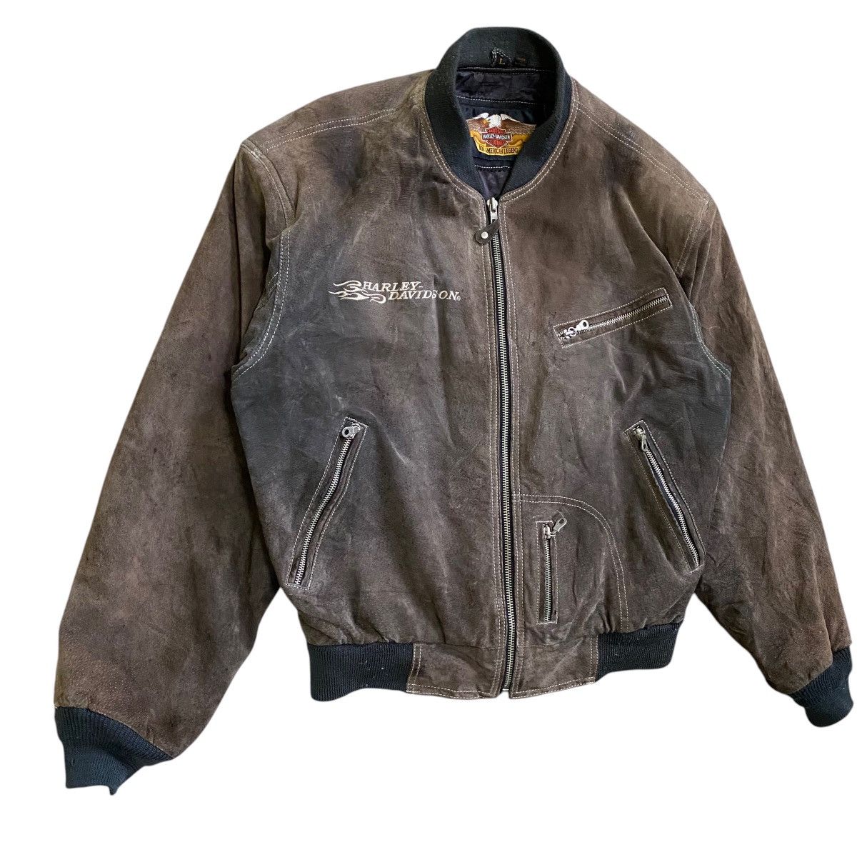 Harley Davidson 💥HARLEY DAVIDSON SUEDE LEATHER BOMBER JACKET Size US L / EU 52-54 / 3 - 5 Thumbnail