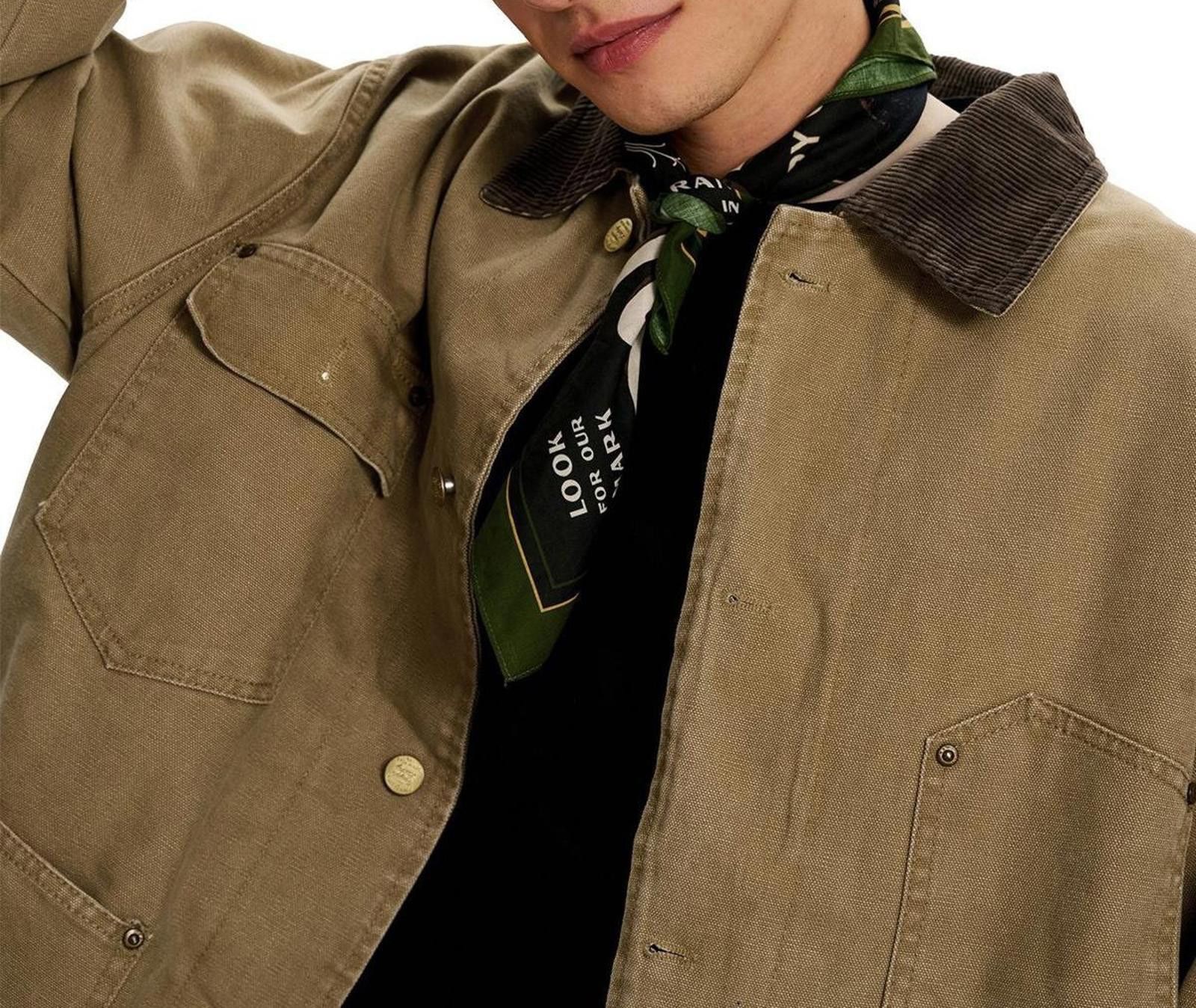 Japanese Brand Tan Retro Washed Work Jacket with Corduroy Collar Size US M / EU 48-50 / 2 - 2 Thumbnail