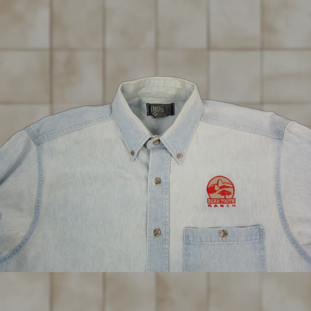 Vintage VINTAGE Coosa County Denim Button-Up Shirt Mens Adult M 90s Blue Denim Cotton Long Sleeve Pockets Made in USA Size US M / EU 48-50 / 2 - 1 Thumbnail