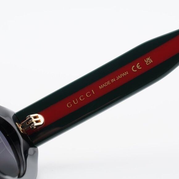 Gucci GG1862S 005 Sunglasses Black/Green Cat Eye Frame, Grey
