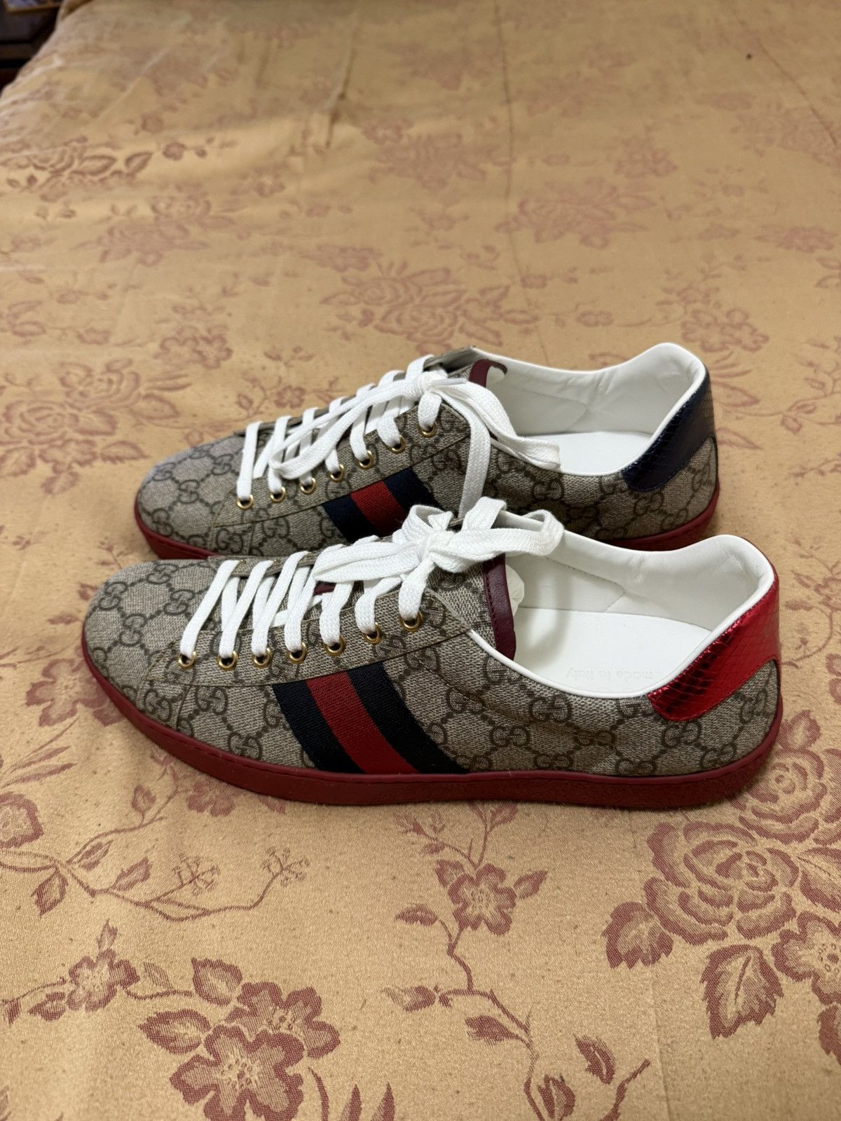 Gucci Gucci Ace GG Supreme Red bottom snake skin sneakers size 9 Size US 9 / EU 42 - 2 Thumbnail