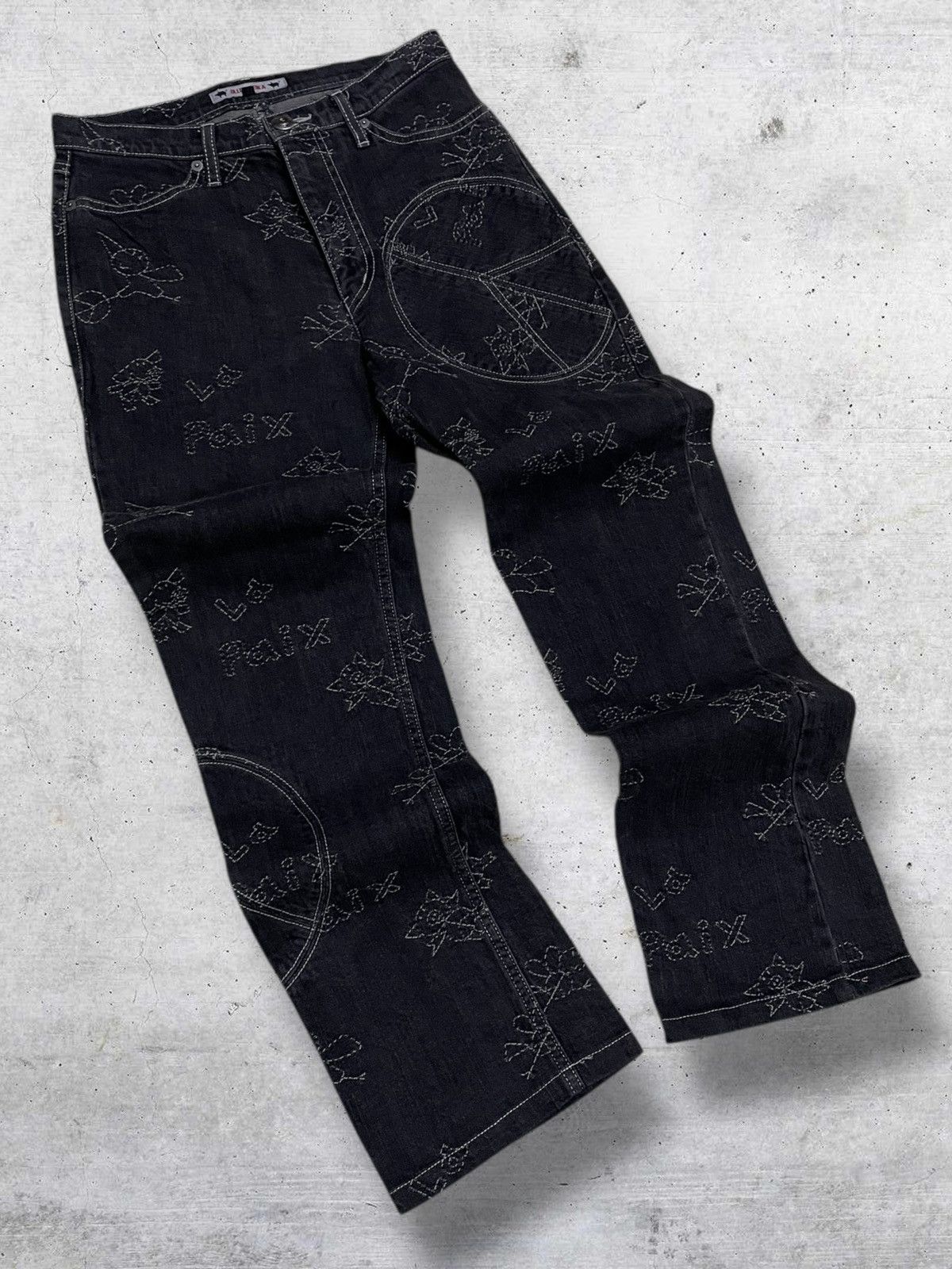 Hysteric Glamour VINTAGE OLLEBOREBLA OG JAPAN DESIGNER STREETWEAR PEACE DENIM Size US 27 - 2 Thumbnail