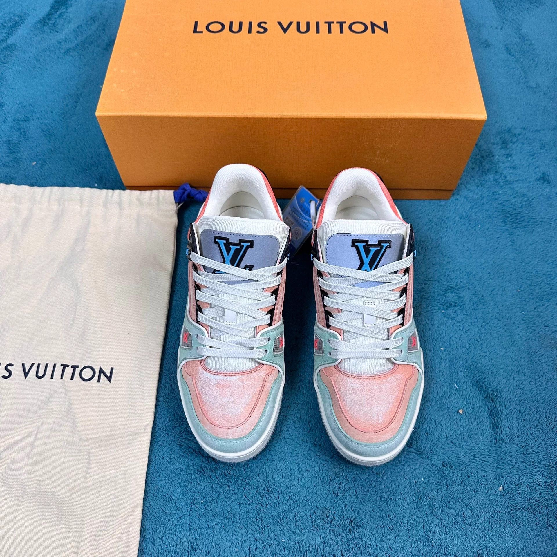 Louis Vuitton lv color-block low-top trainer orange green black Size US 6 / IT 36 - 1 Thumbnail