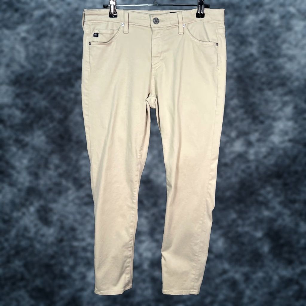 Vintage AG Adriano Goldschmied Womens Pants Cropped Beige Cotton Blend 28R Tapered Flat Front 26 Inseam Casual Size 28" / US 6 / IT 42 - 1 Thumbnail