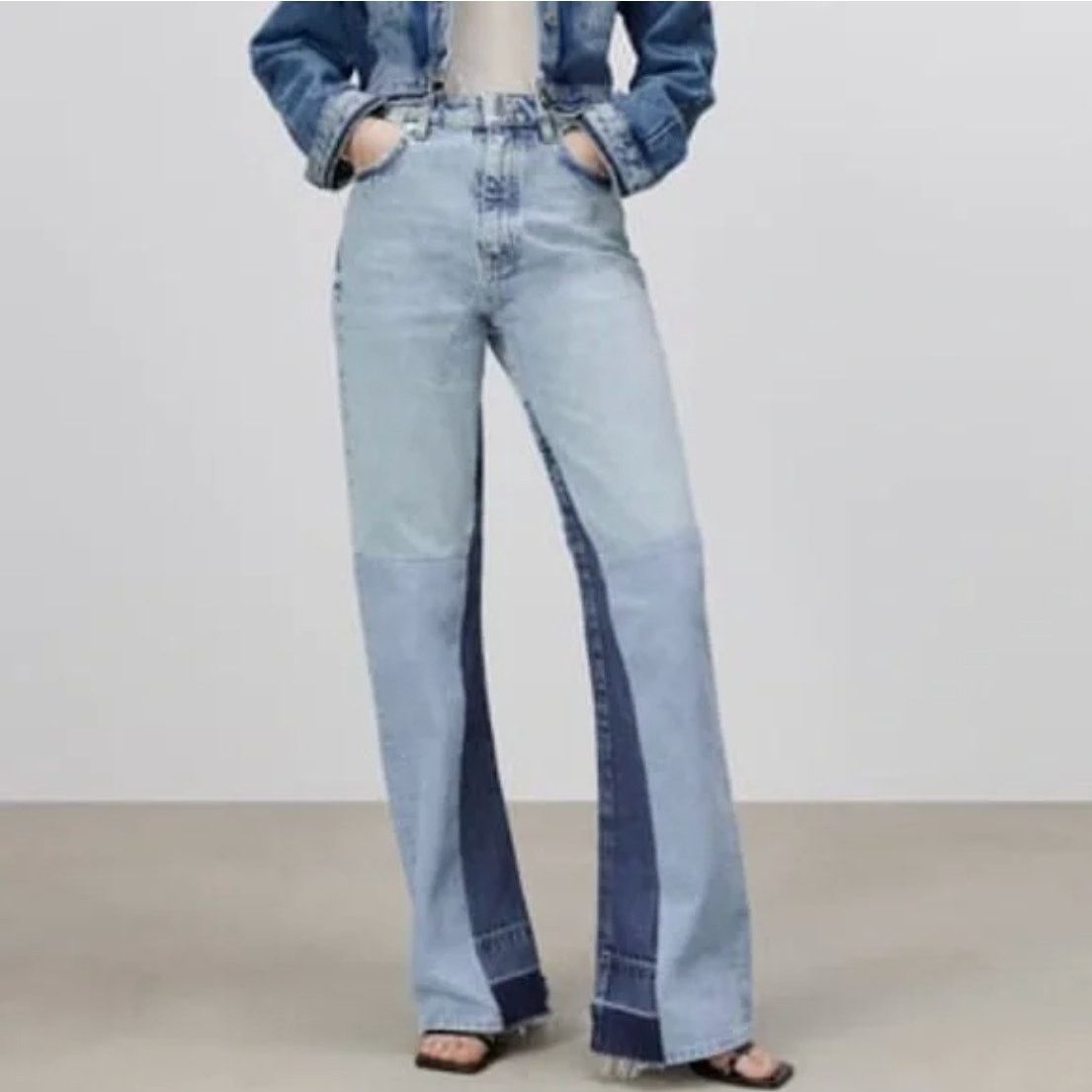 Zara Zara Wide Leg Patchwork Collection Jeans Color Block 6 Size 28" / US 6 / IT 42 - 1 Thumbnail