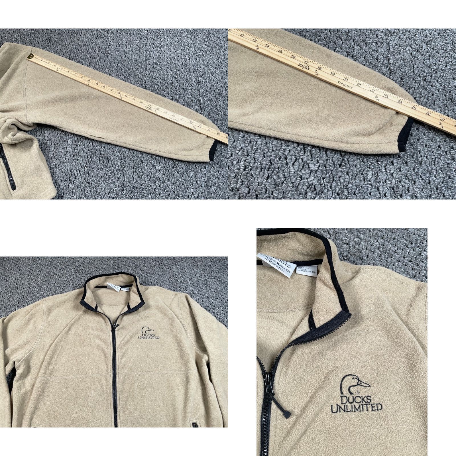 Logo 7 Ducks Unlimited Fleece Jacket Adult XL Beige Embroidered Logo Zip Full Zip Pockets Casual Outdoors Men's Size US XL / EU 56 / 4 - 8 Thumbnail