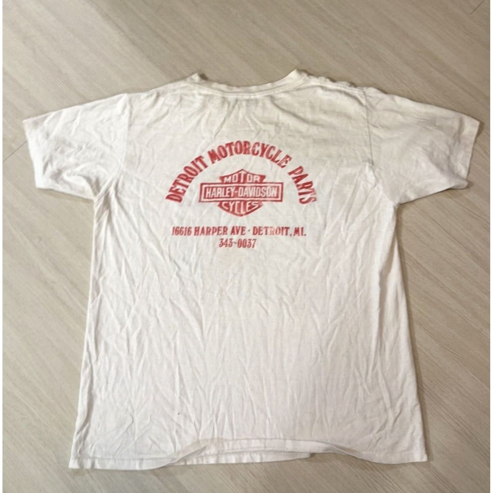 Harley Davidson VINTAGE Harley Davidson Shirt XL Unisex Adults White Short Sleeve 80s Art Horror Motorcycle Tattoo Chicago Mens Women Size US XL / EU 56 / 4 - 2 Thumbnail