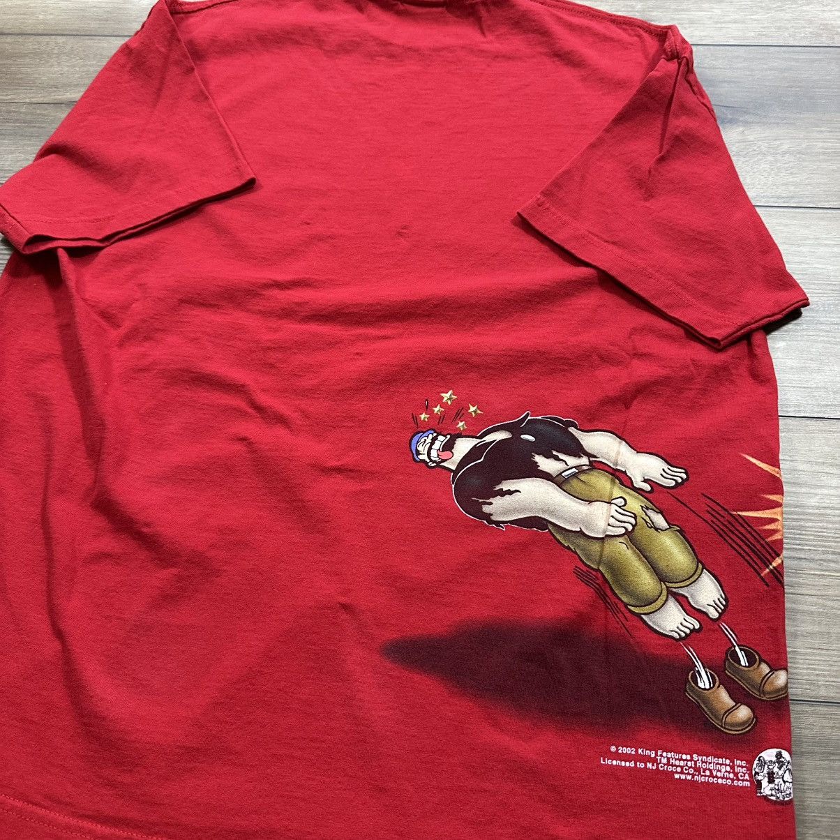 Alstyle Vintage 2002 Y2K Popeye vs Bluto Red Wrap Around Graphic Tee Size US XL / EU 56 / 4 - 7 Thumbnail