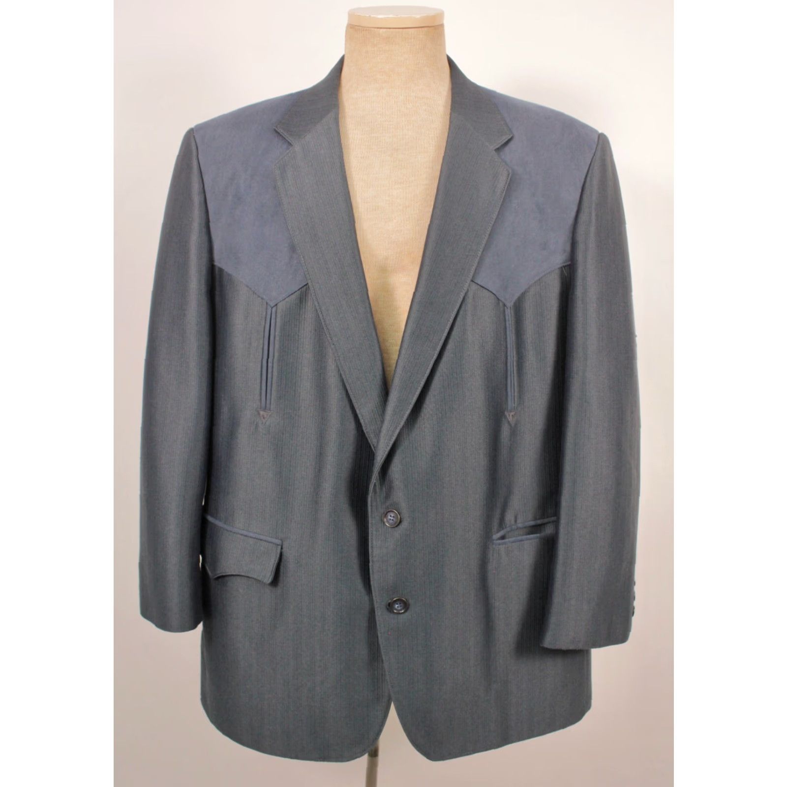 Vintage VINTAGE Circle S 70s Western Leisure Suit Shirt Mens 46R Blue Polyester 1970s Circles S Size 46R - 3 Thumbnail