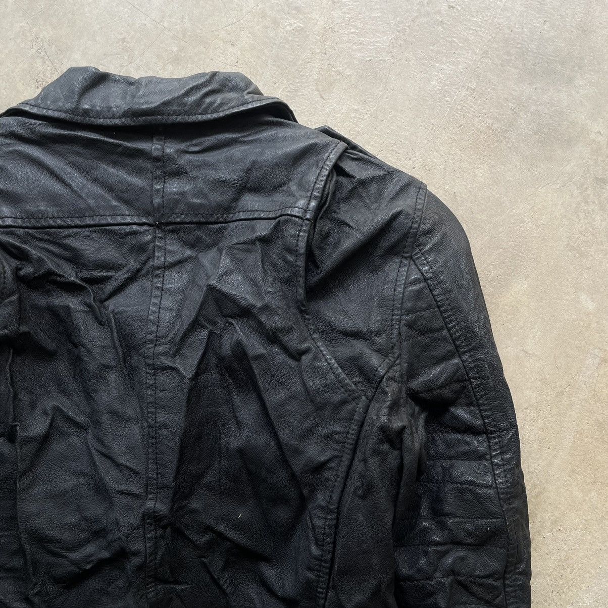 Le Grande Bleu (L.G.B.) Grail🔥 Archive Leather Jacket Asymmetrical Rick Owens Style Size US XS / EU 42 / 0 - 21 Thumbnail
