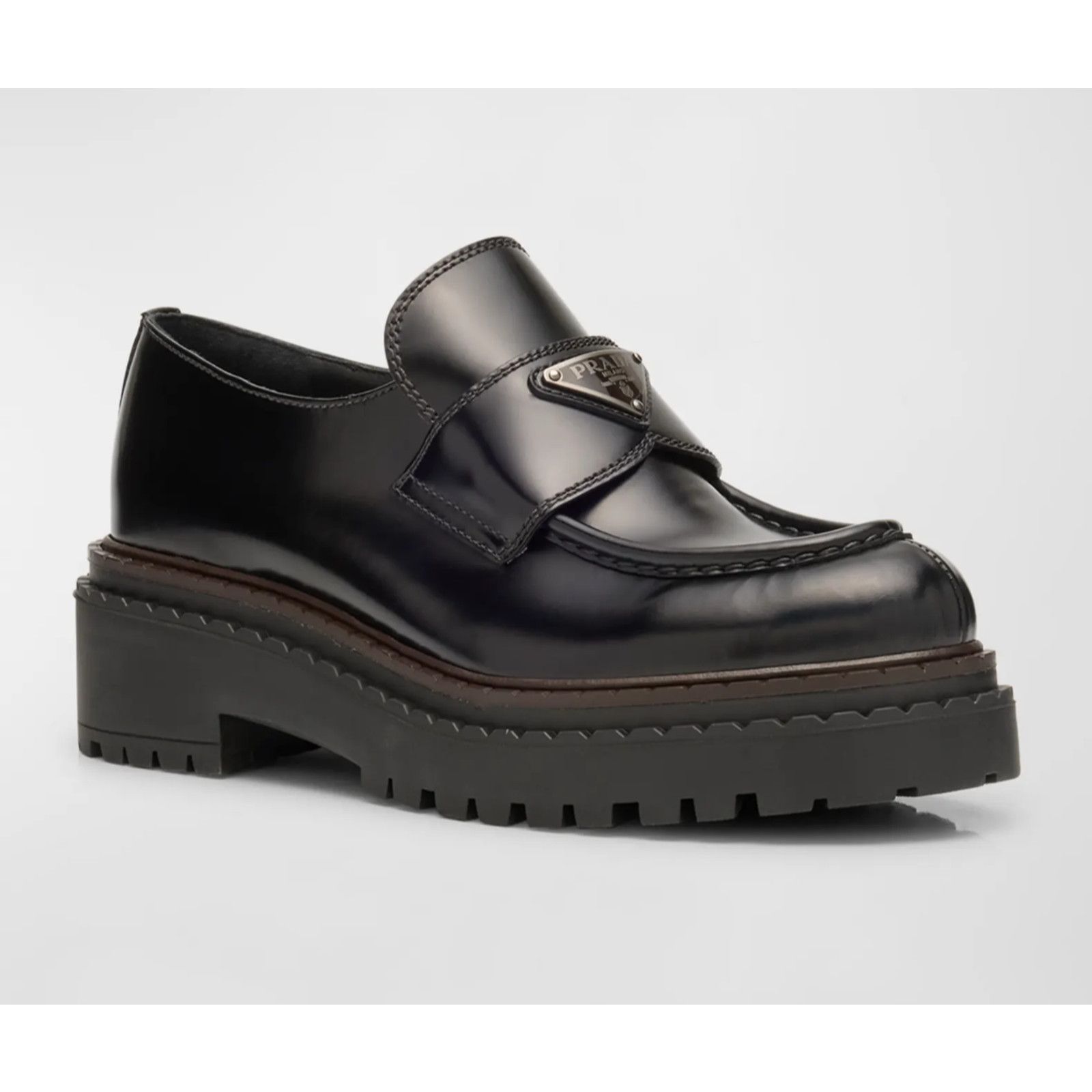 Prada Prada Black Leather Platform Loafer Creeper Flat 38.5 Size US 8.5 / EU 41-42 - 3 Thumbnail