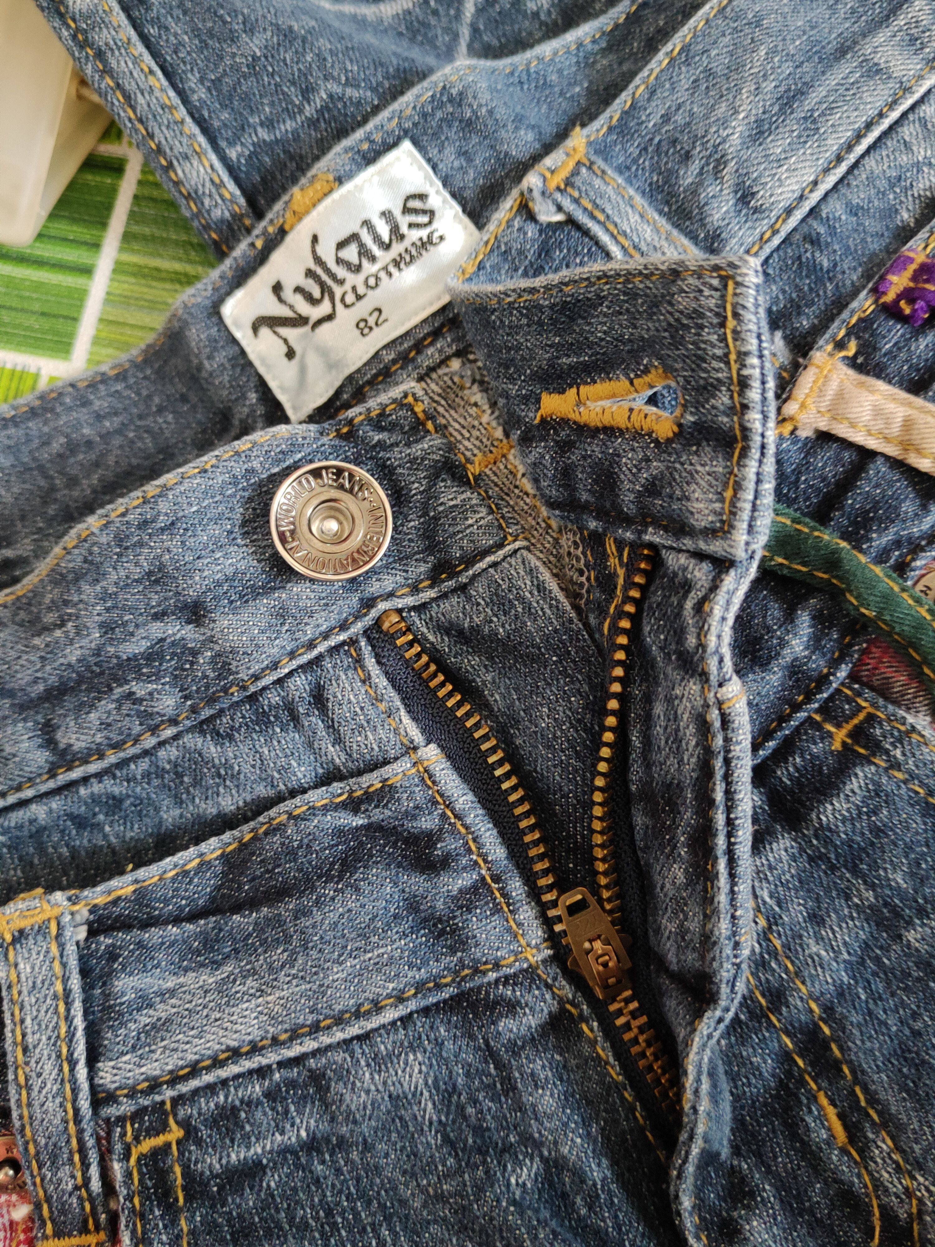 Japanese Brand Nylaus double waist Dark Blue cropped short Denim #S1519 Size US 33 - 14 Thumbnail