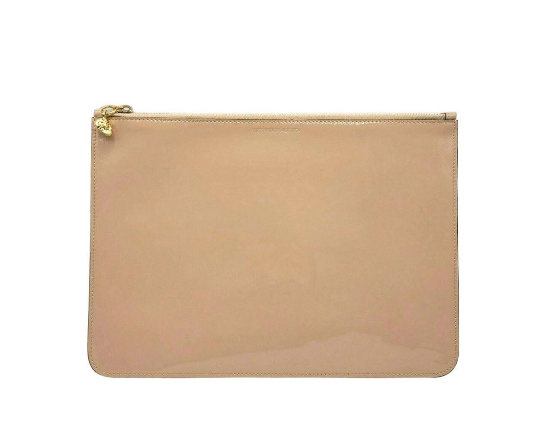 Alexander McQueen Women's Beige Charm Patent Leather Skull Large Pouch Size ONE SIZE - 1 Thumbnail