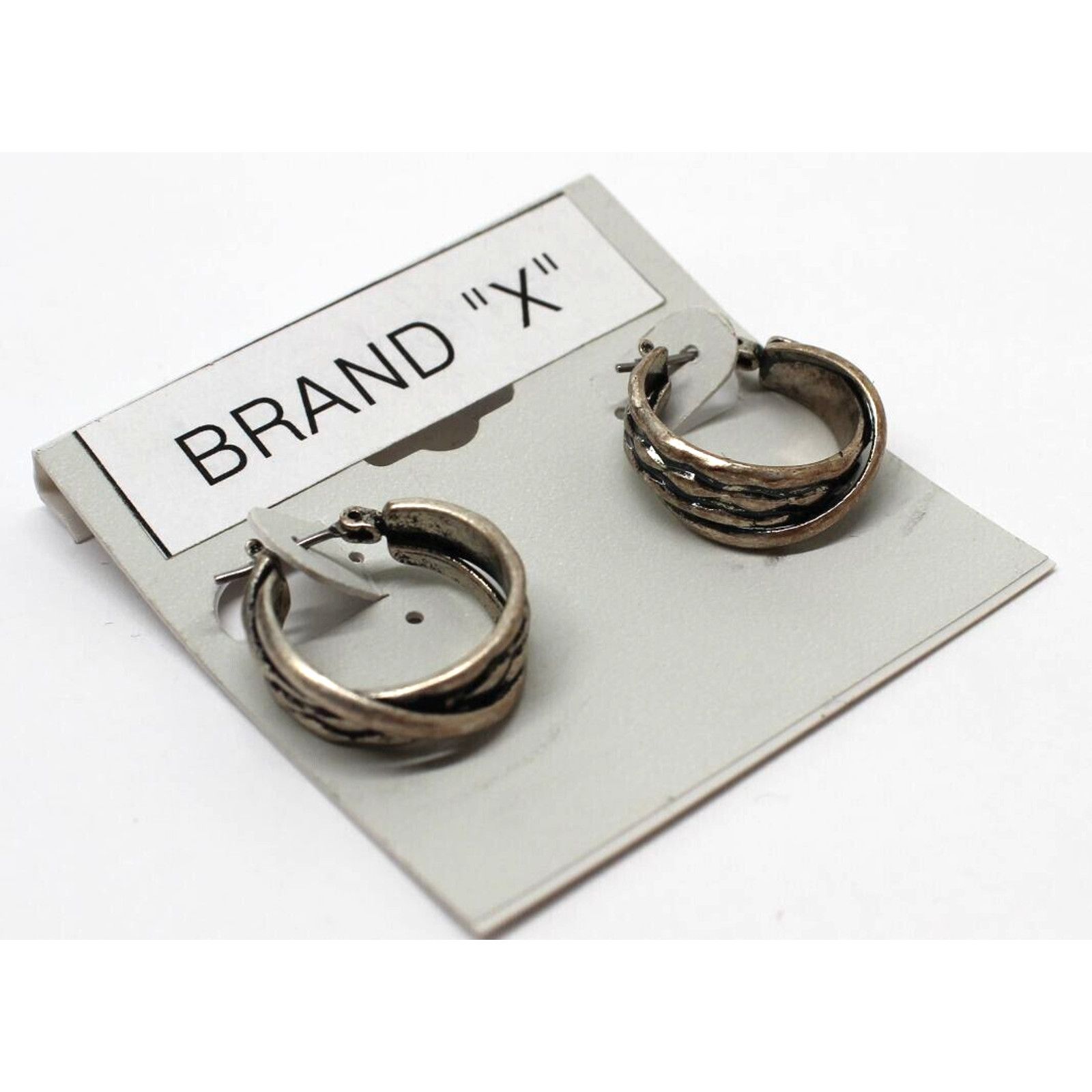 Other Brand X Classic Pewter Hoop Earrings • Rustic Design • 3/4" Size ONE SIZE - 1 Thumbnail