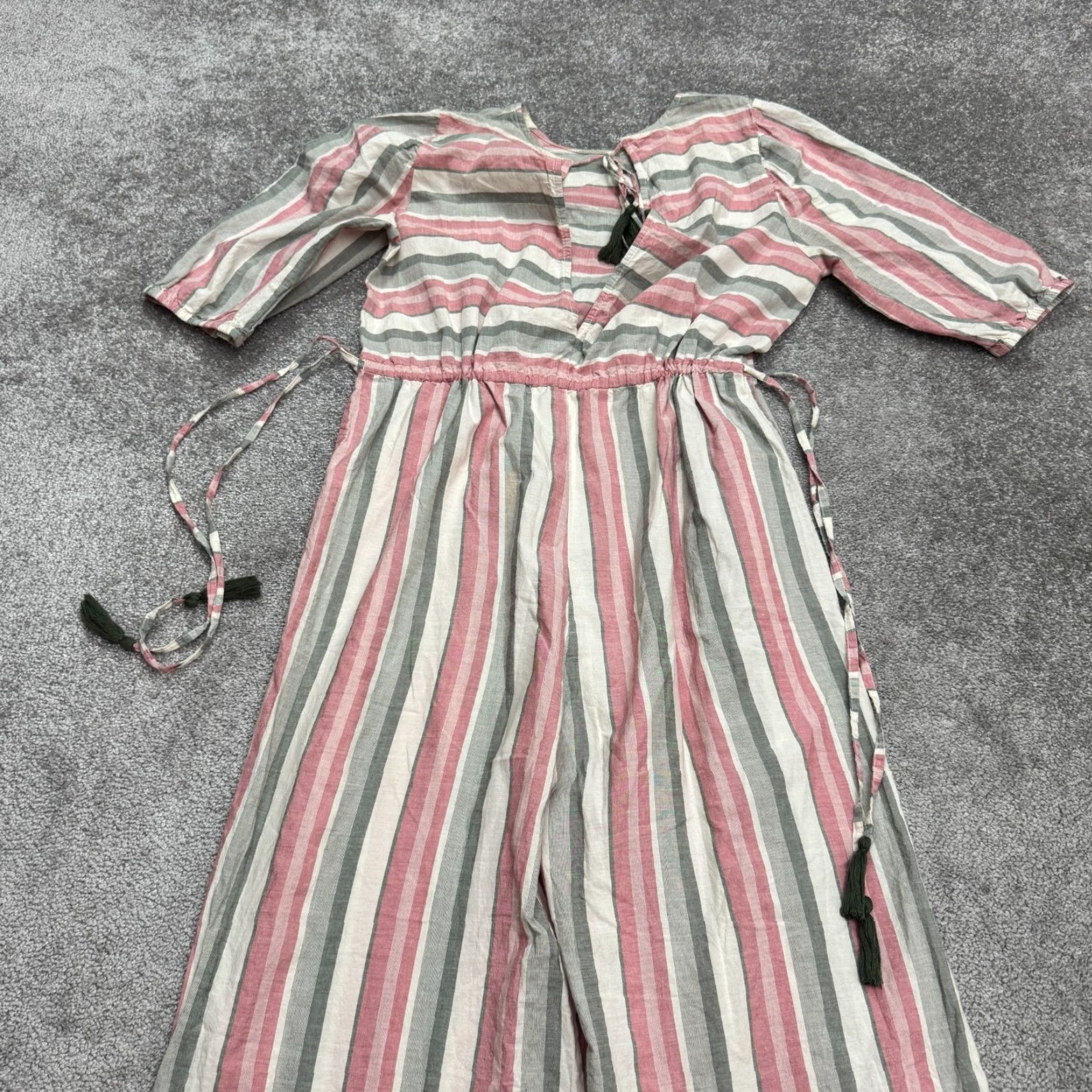 Asos ASOS Jumpsuit Womens 10 Pink Striped Cotton Wide Leg Open Back Casual Travel Bohemian Size 32" / US 10 / IT 46 - 4 Thumbnail