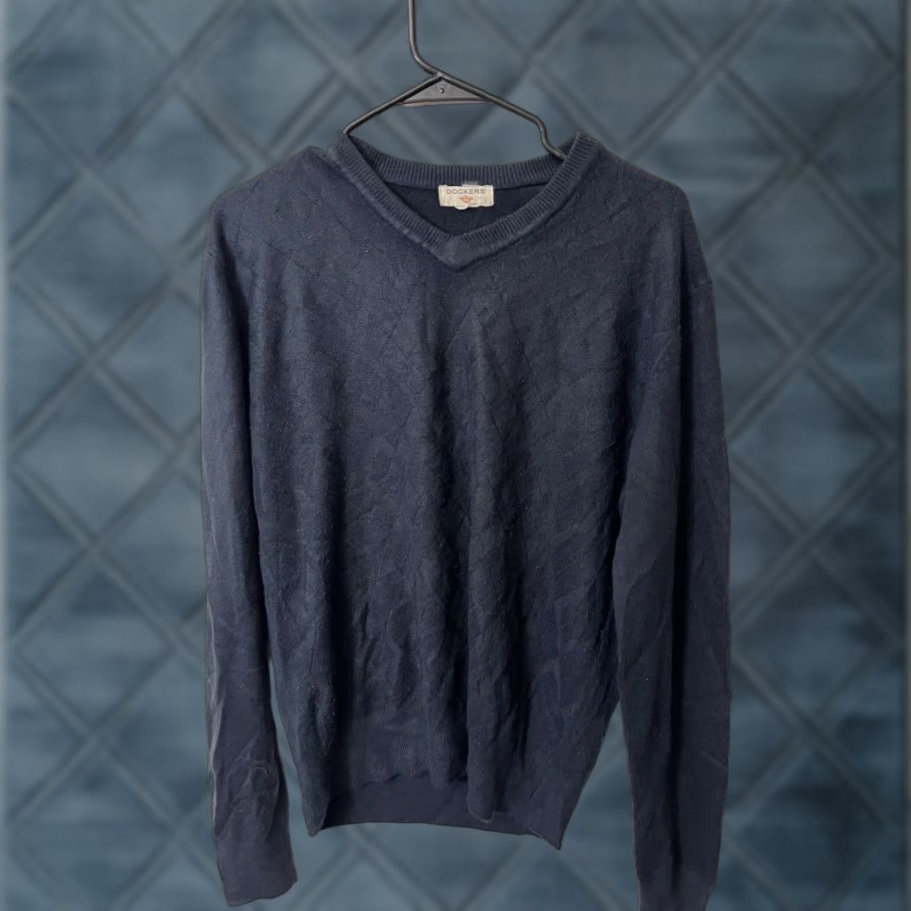 Dockers DOCKERS Mens Sweater V-Neck Navy Blue Solid Medium Acrylic Blend Size US M / EU 48-50 / 2 - 1 Thumbnail