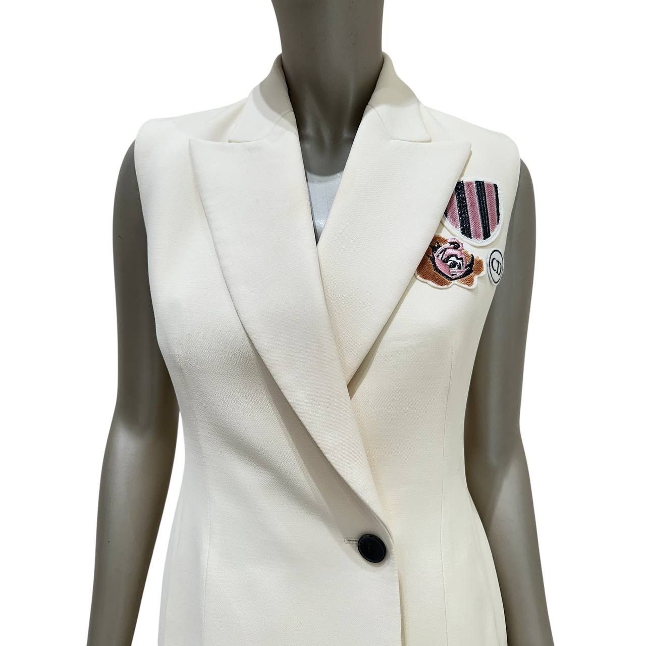 Dior Christian Dior Cream Wool & Silk Vest Dress - Size 38 Size S / US 4 / IT 40 - 3 Thumbnail
