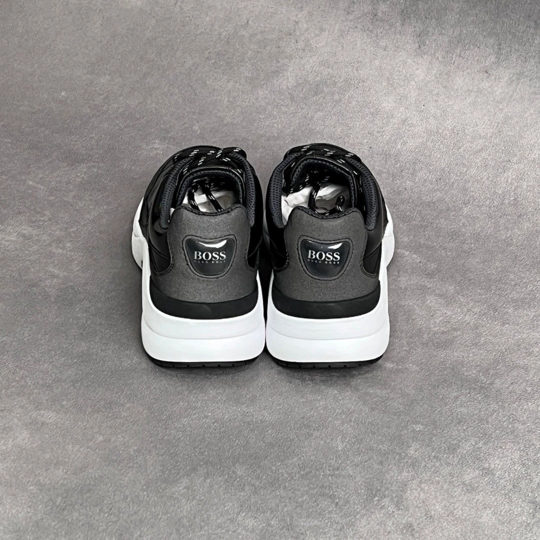 Hugo Boss HUGO BOSS Black Leather Paneled Thick Sole Sneakers Size US 7 / EU 40 - 3 Thumbnail