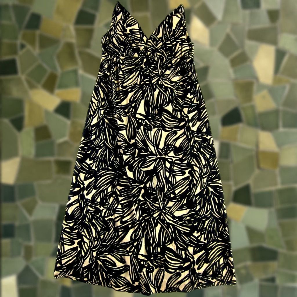 Gap VINTAGE Gap Maternity 100% Cotton Black Beige Floral Long Tank Maxi Pregnancy Dress 2 Size XS / US 0-2 / IT 36-38 - 1 Thumbnail