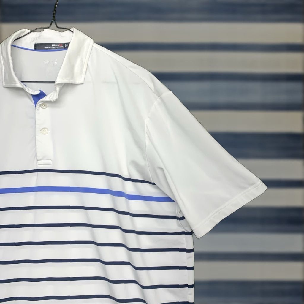 Ralph Lauren Ralph Lauren RLX Shirt Mens Large White Golf Polo Striped Athletic Whicking Sportswear Size US L / EU 52-54 / 3 - 1 Thumbnail