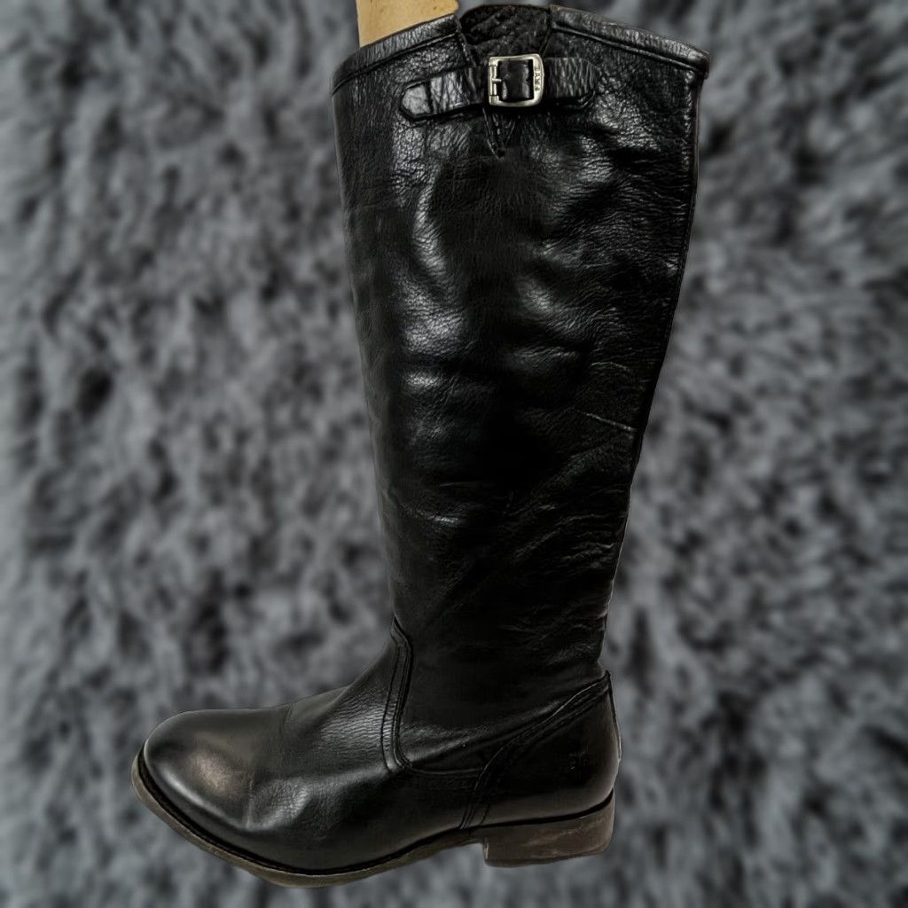 Frye Frye Pippa Riding Boots Black Leather Women's Size 7.5 Tall Zip Back Size US 8 / IT 38 - 1 Thumbnail