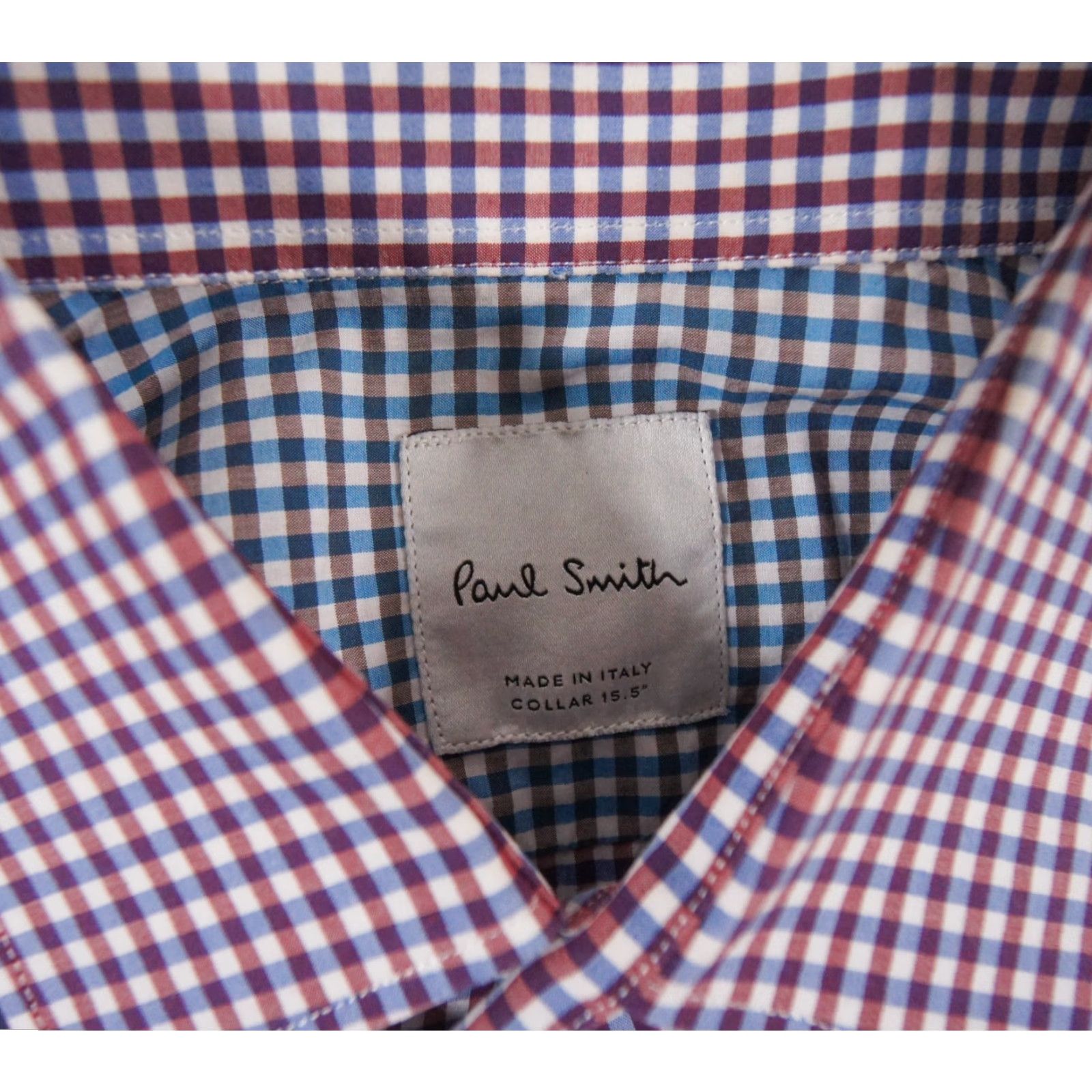 Paul Smith Paul Smith Shirt Mens 15.5" Purple Button Up Long Sleeve Gingham Check Business Shirt Mens Regular L Purple Check Size US L / EU 52-54 / 3 - 6 Thumbnail