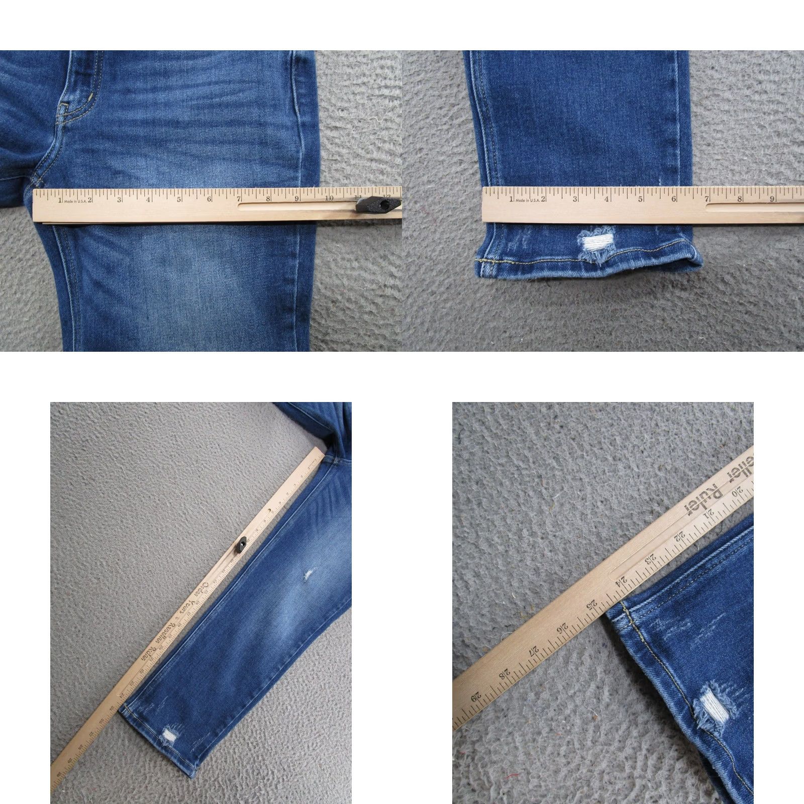 Vintage Kancan Jeans Women's Size 29 Distressed Stretch Denim Ankle Blue 5-Pocket Shirt? Size 29" - 8 Thumbnail