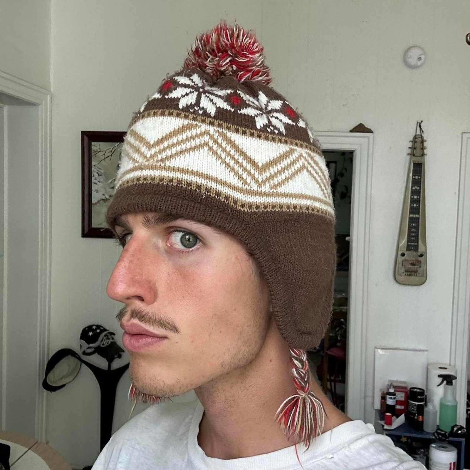 Old Navy × Vintage Epic Vintage Y2K Aztec Old Navy Ski Ear Flap Tassel Beanie Size ONE SIZE - 3 Thumbnail