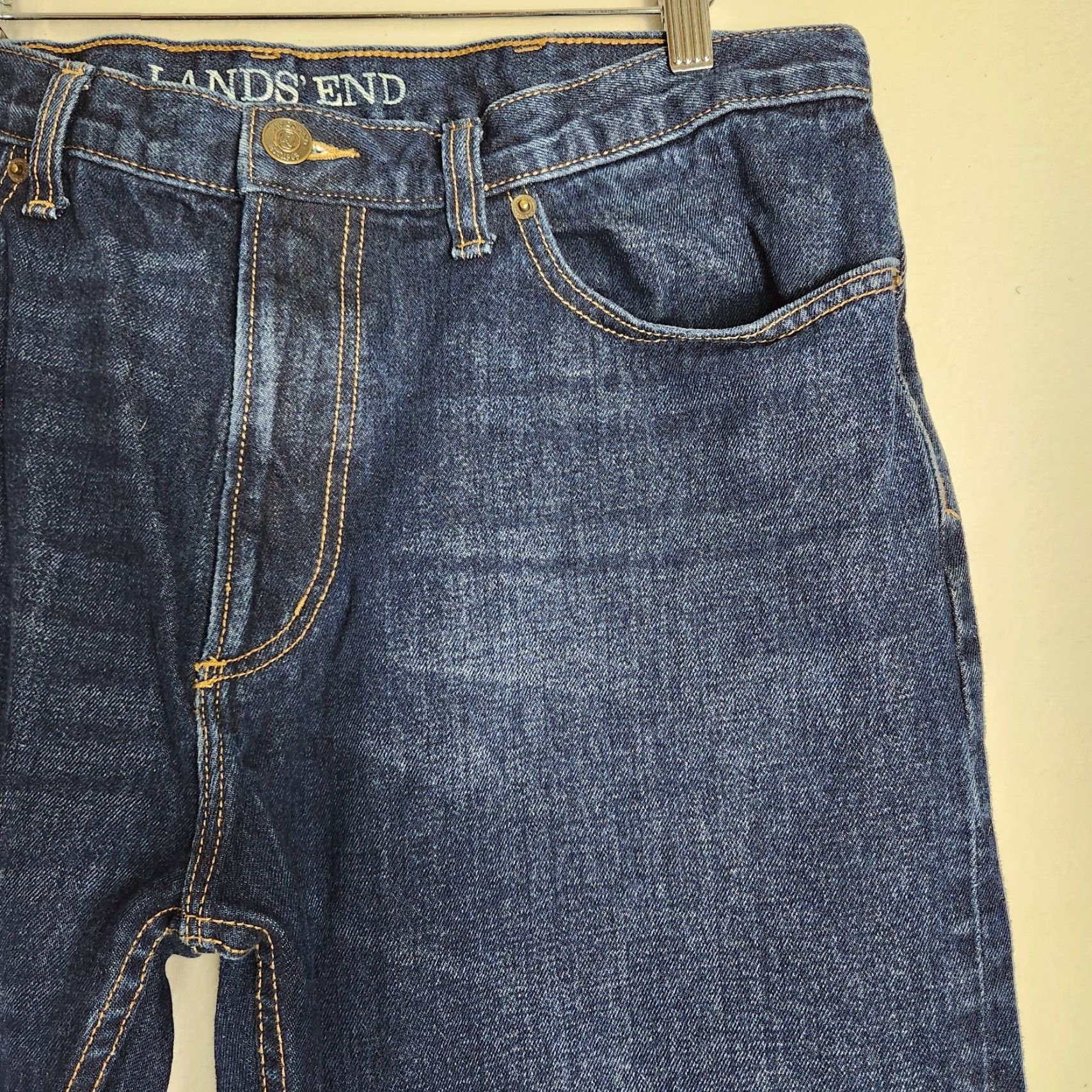 Lands' End VINTAGE Lands' End Mens Dark Wash Straight Fit 100% Cotton Jeans-Size 37x29 Size US 37 - 3 Thumbnail