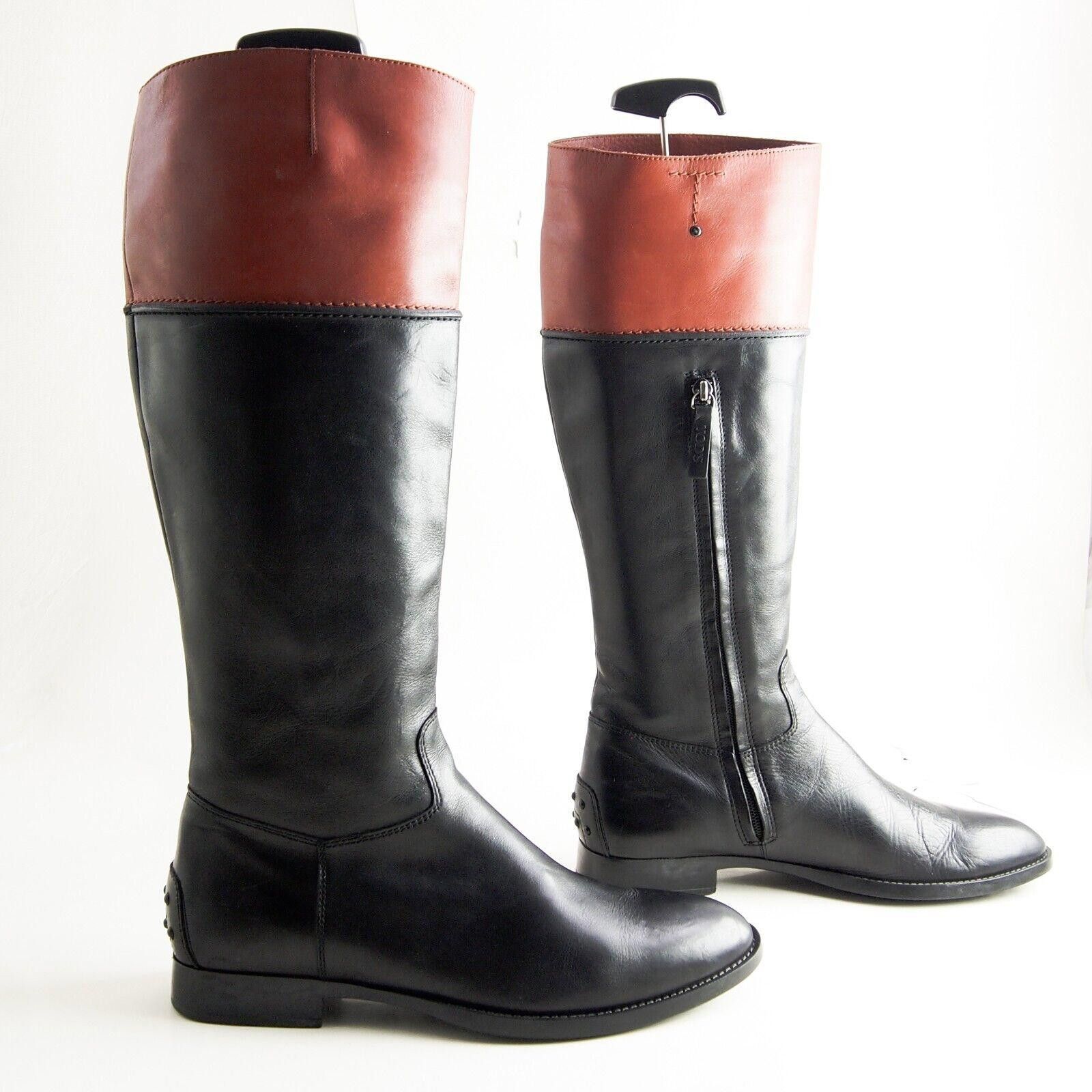 Tod's TOD's Riding Boots Black Orange Leather US 10 EU 40 Size US 10 / IT 40 - 4 Thumbnail
