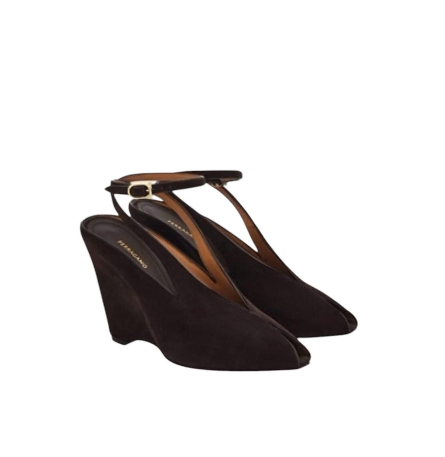 Salvatore Ferragamo Ferragamo Peep Toe Wedge Sandal Size ONE SIZE - 2 Thumbnail