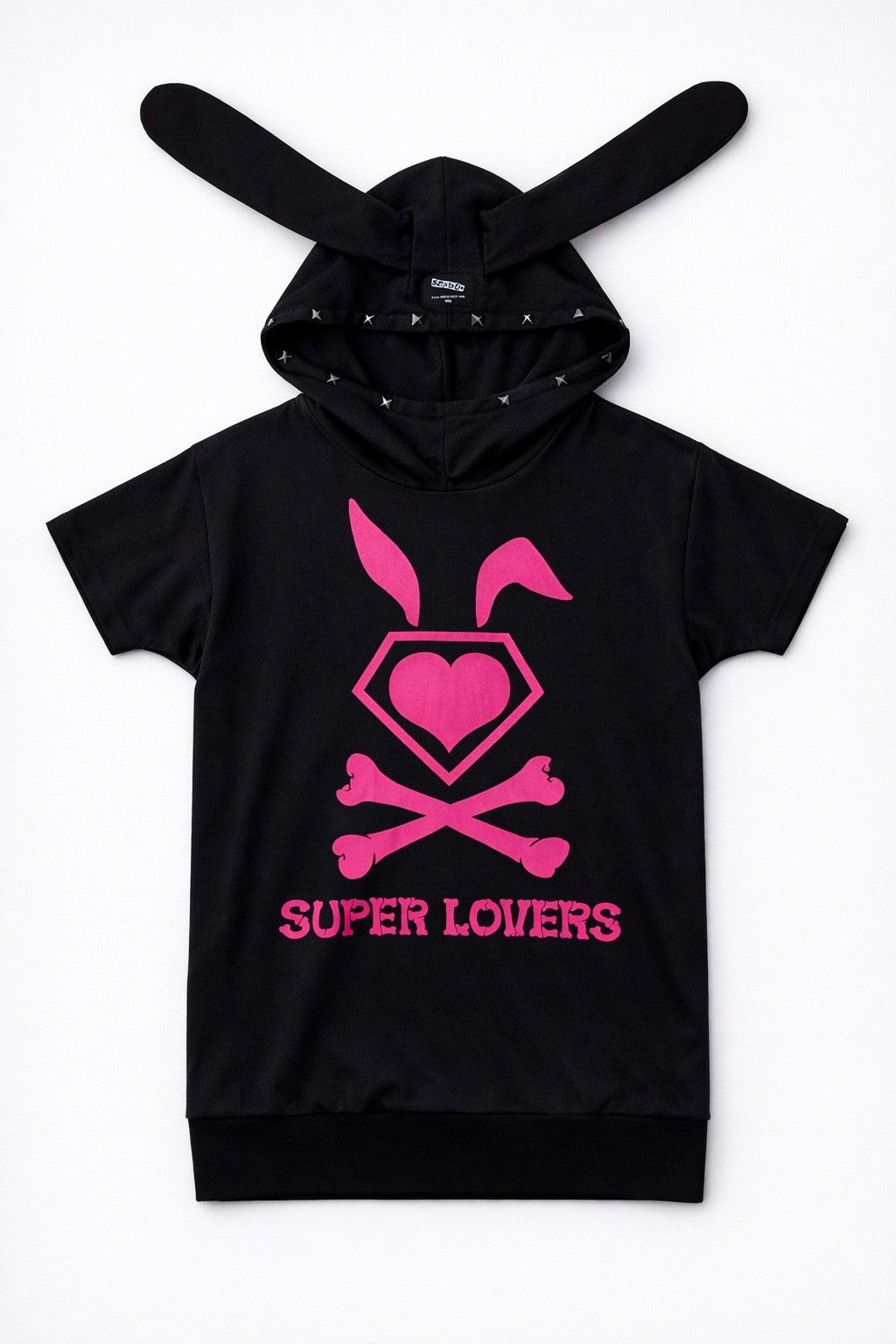 Super Lovers Super Lovers Bunny Hoodie Black Pink Logo Y2K Japan Size M / US 6-8 / IT 42-44 - 1 Thumbnail