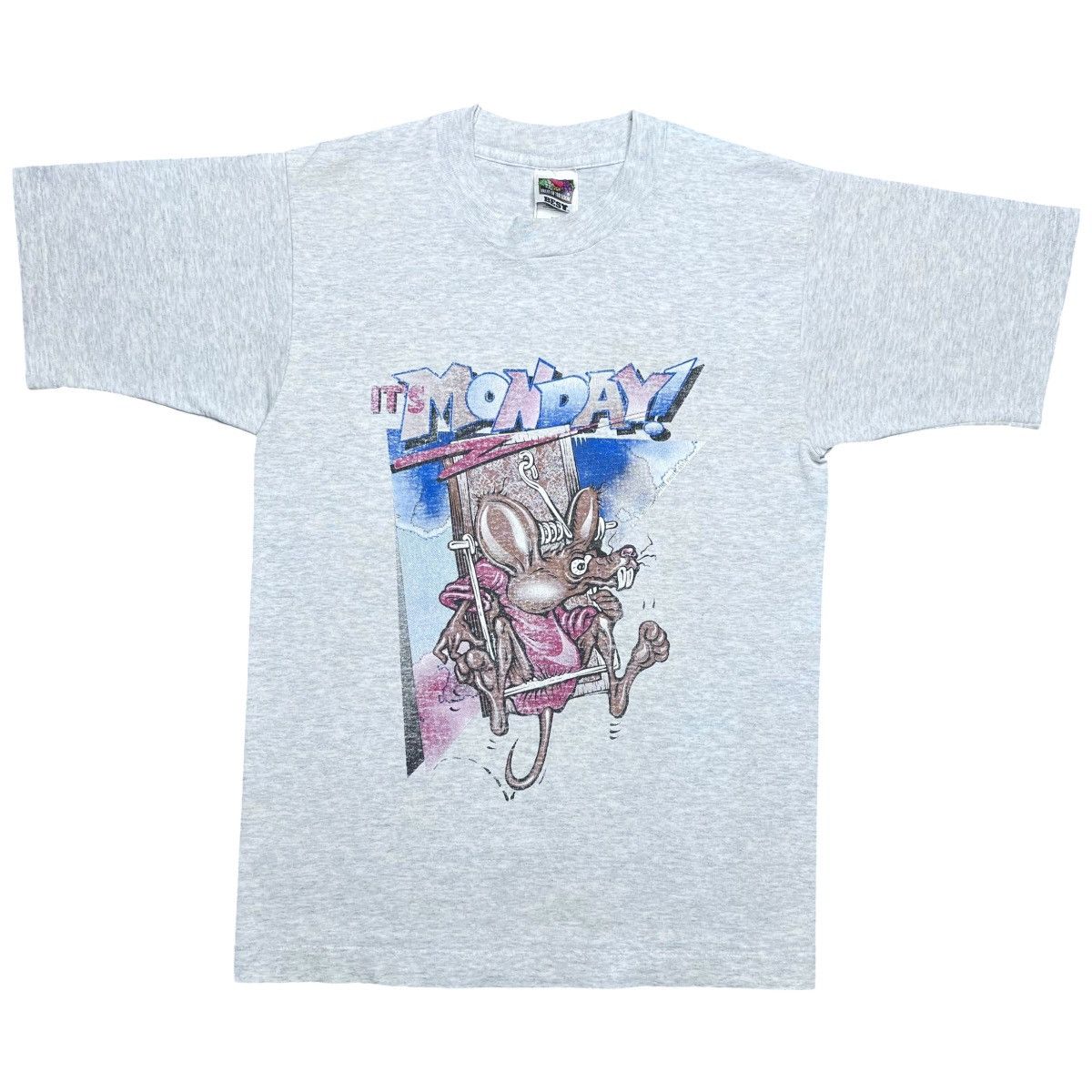 Fruit Of The Loom Vintage 1990s It’s Monday Mouse Trap Art Graphic TShirt Sz S Size US S / EU 44-46 / 1 - 1 Thumbnail