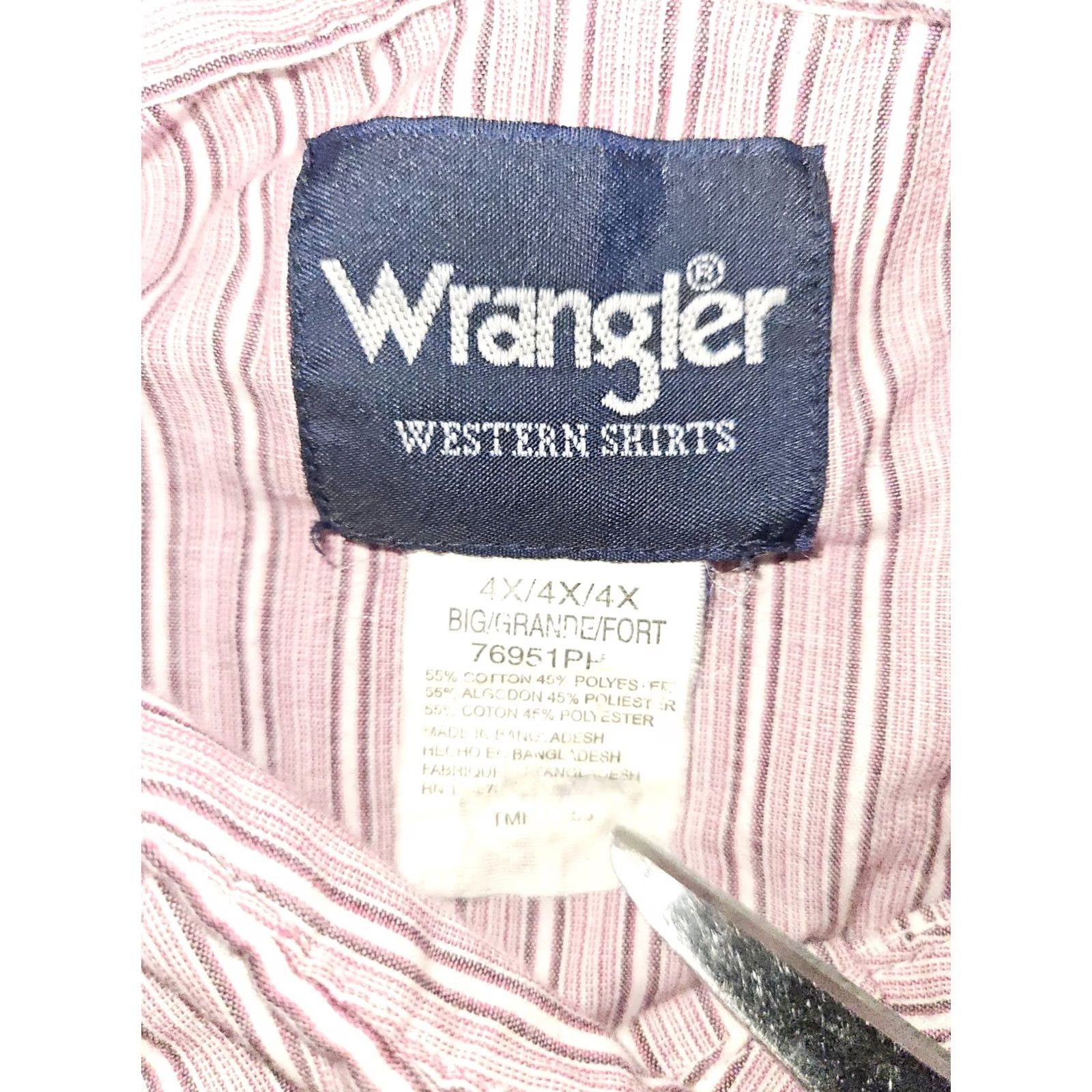 Wrangler VINTAGE Wrangler Pearl Snap Shirt Men 4XB Mauve Short Sleeve Surged Hem Cowboy Shirt Mens Big & Tall 62 Chest Pink Striped Western Cowboy150 Size US XXL / EU 58 / 5 - 2 Thumbnail