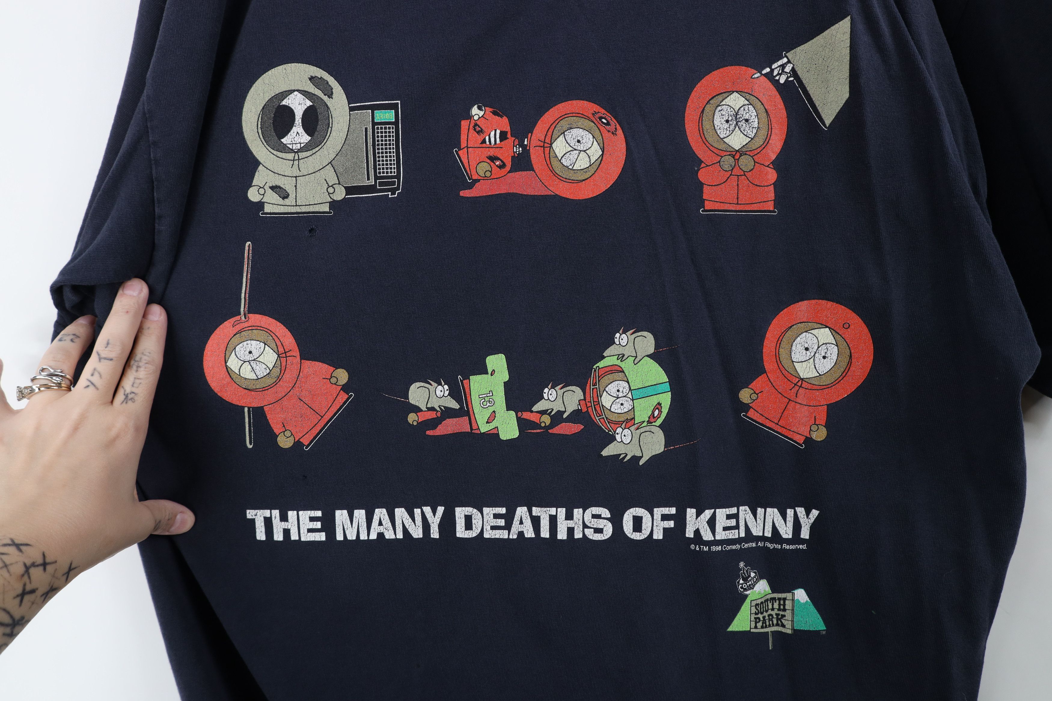 Vintage Vintage 90s South Park The Many Deaths of Kenny T-Shirt Blue Size US XL / EU 56 / 4 - 4 Thumbnail