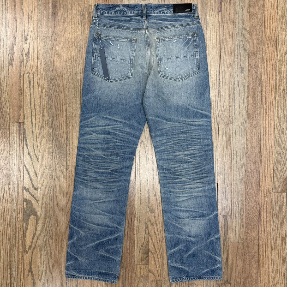 Amiri Amiri Pleated Denim Straight MX1 Jean Honeycomb Indigo Size US 31 - 6 Thumbnail